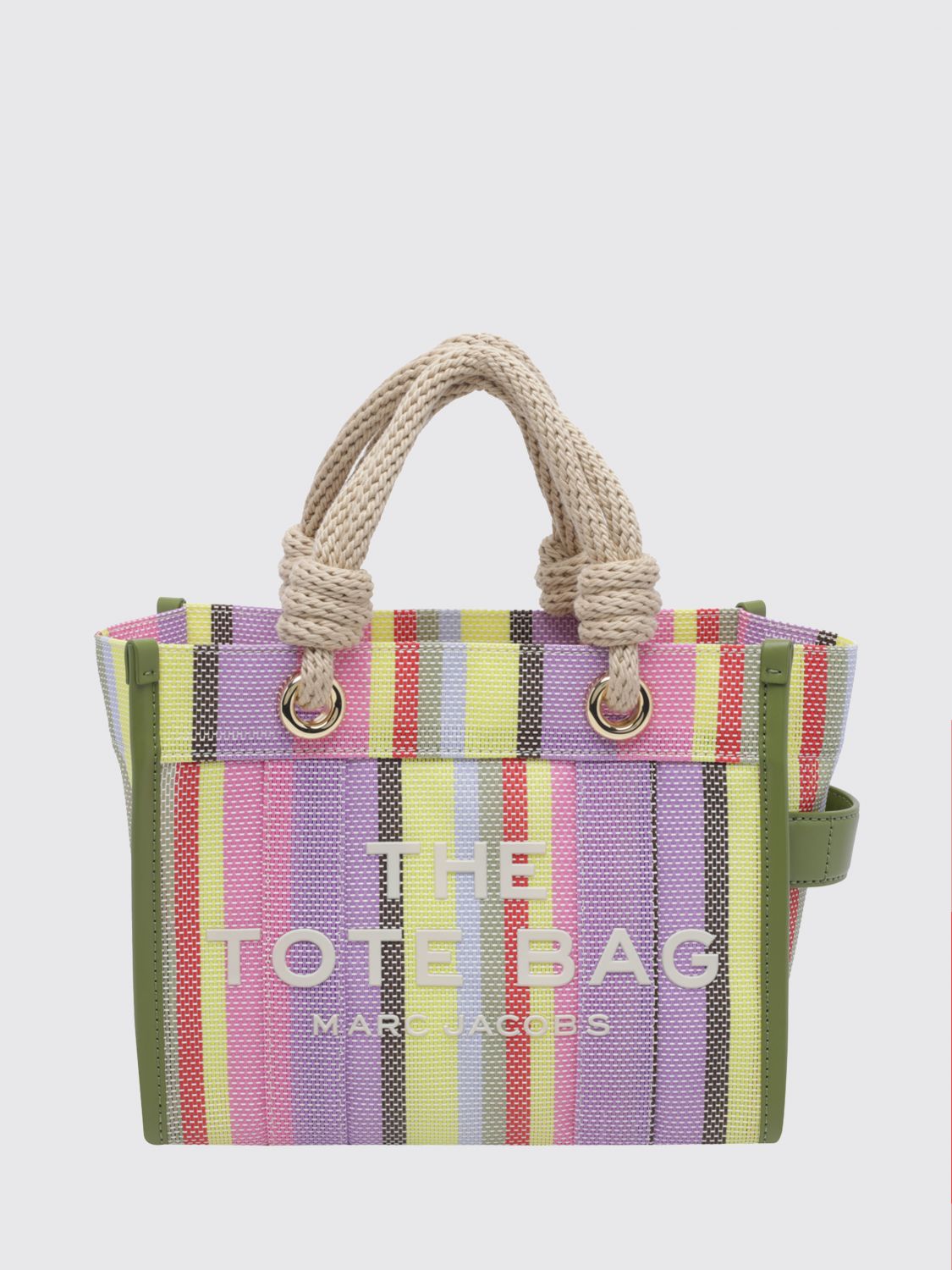 MARC JACOBS Small Multicolor Striped Mesh Tote Bag with Removable Strap　MARC JACOBS スモール マルチカラー ストライプ メッシュ トートバッグ 取り外し可能なストラップ付き MARC