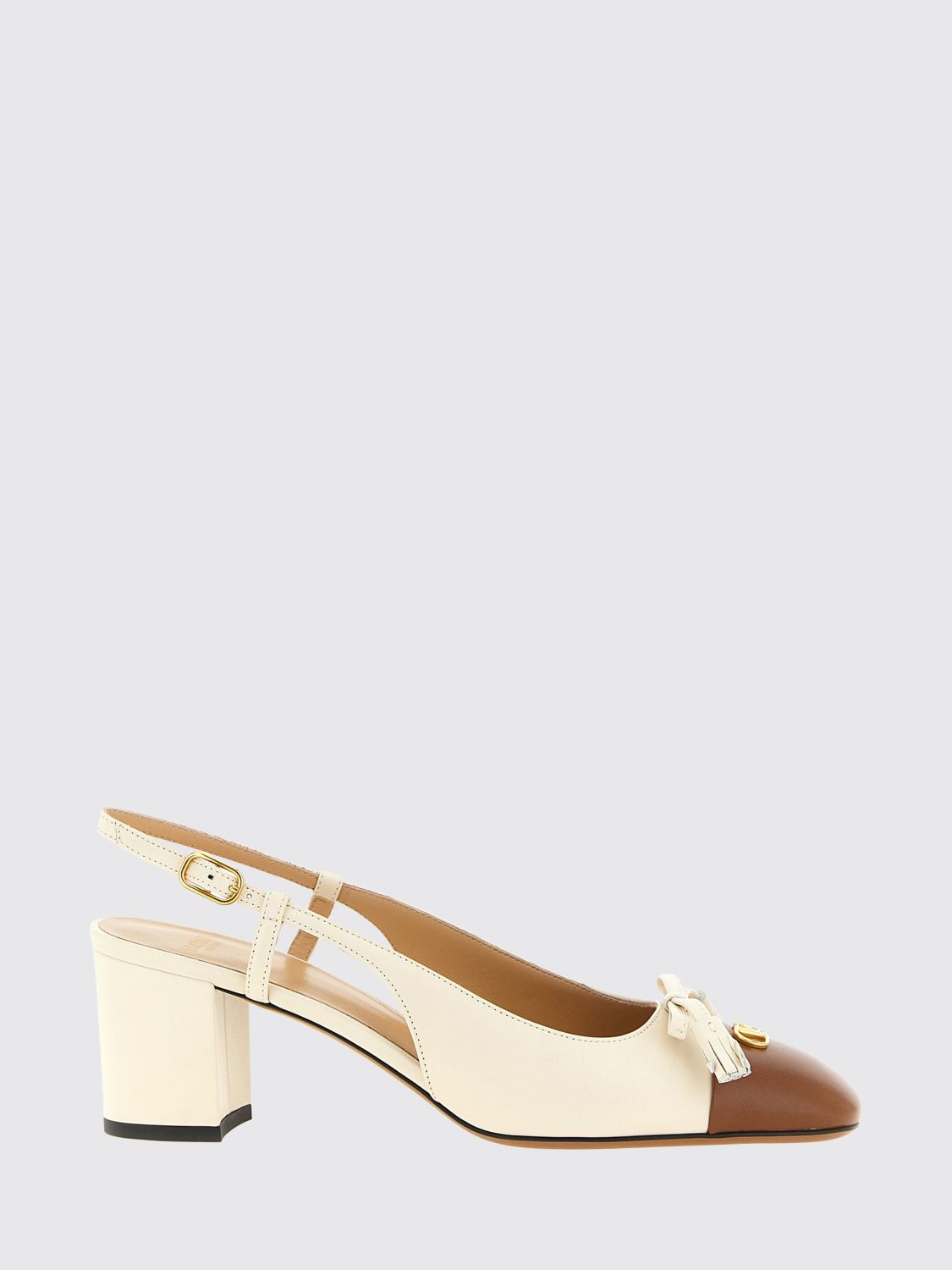 VALENTINO GARAVANI Décolleté slingback Valet Du Roi in pelle bicolore con VLogo