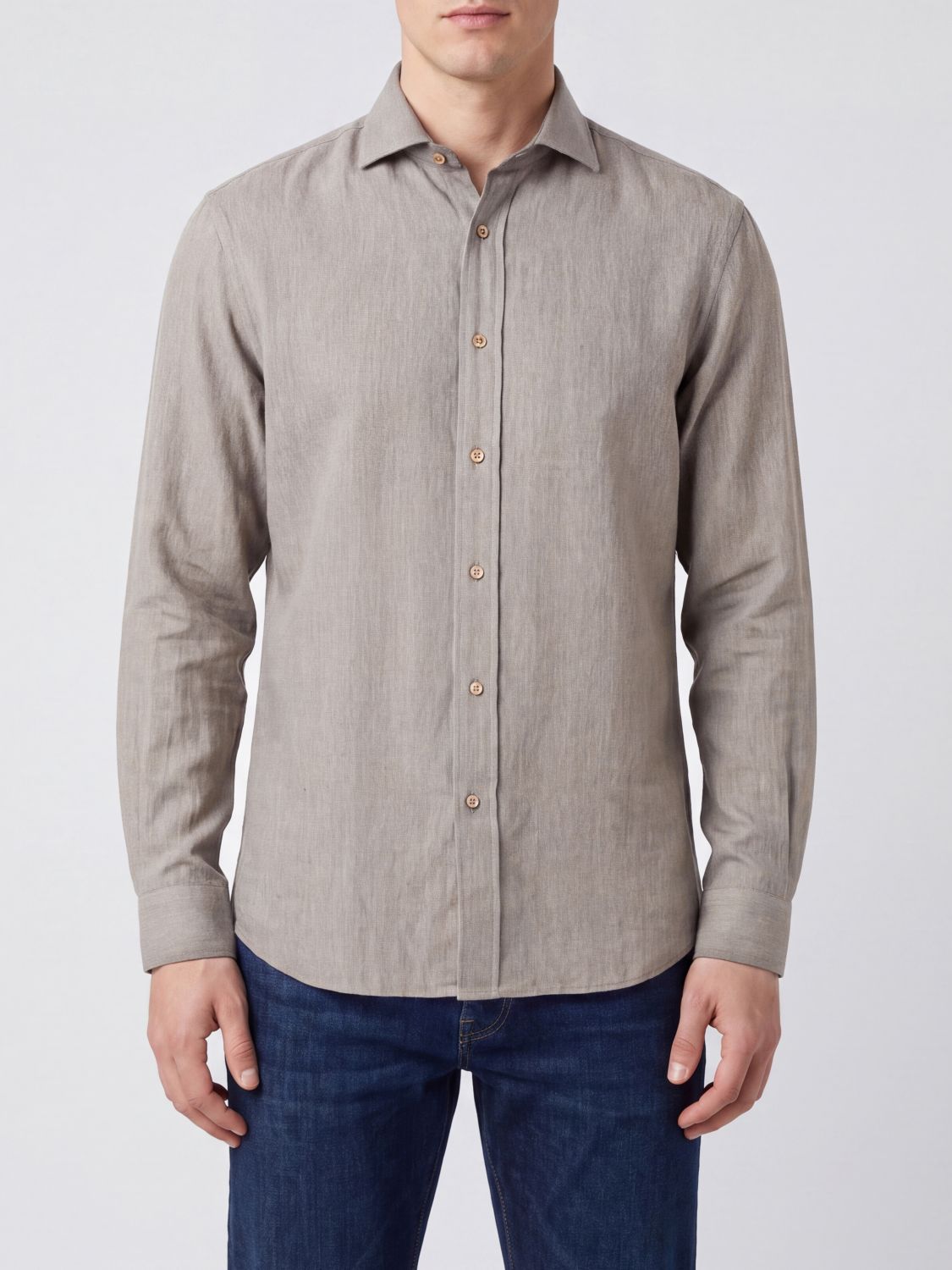 BRUNELLO CUCINELLI French Collar Cotton Shirt with Long Sleeves
