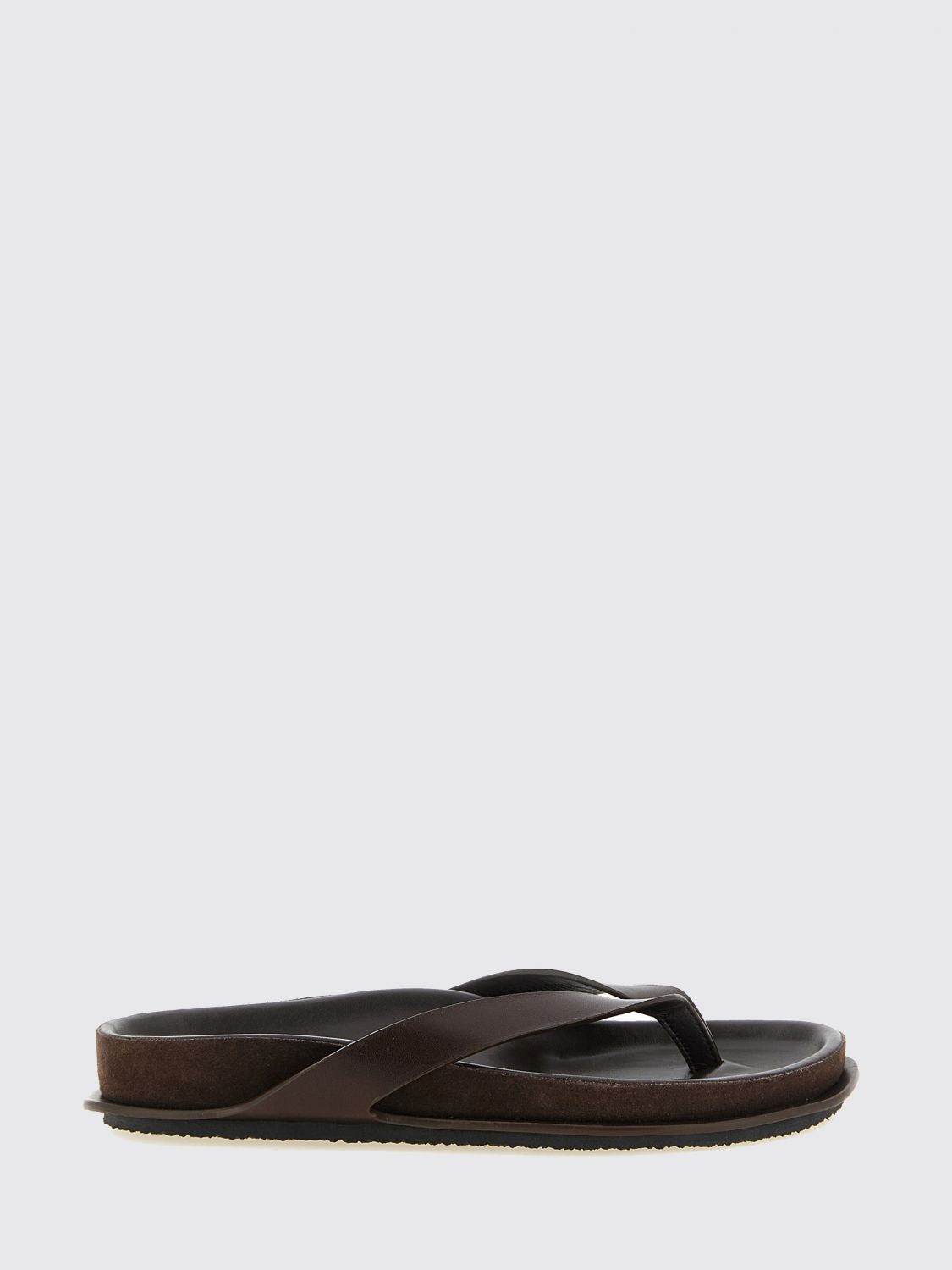 JACQUEMUS The Tatanes Calfskin Thong Sandals with Low Heel