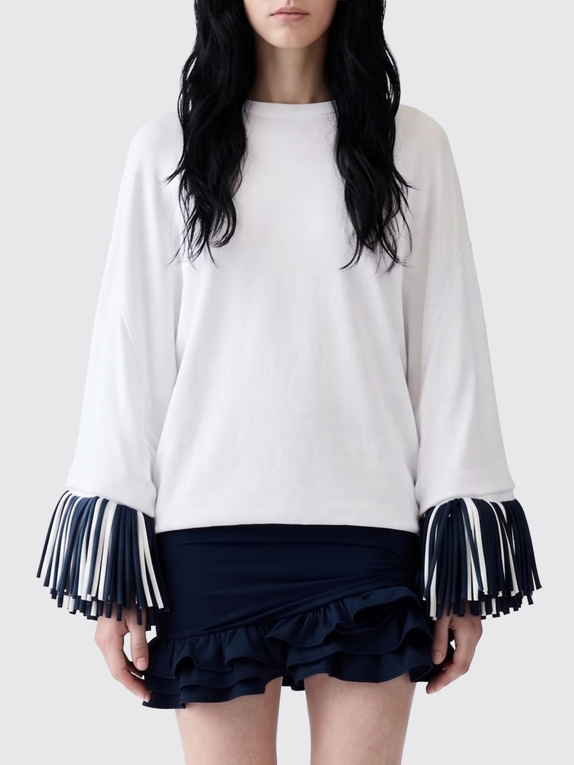 JACQUEMUS T-shirt a maniche lunghe in cotone con logo posteriore
