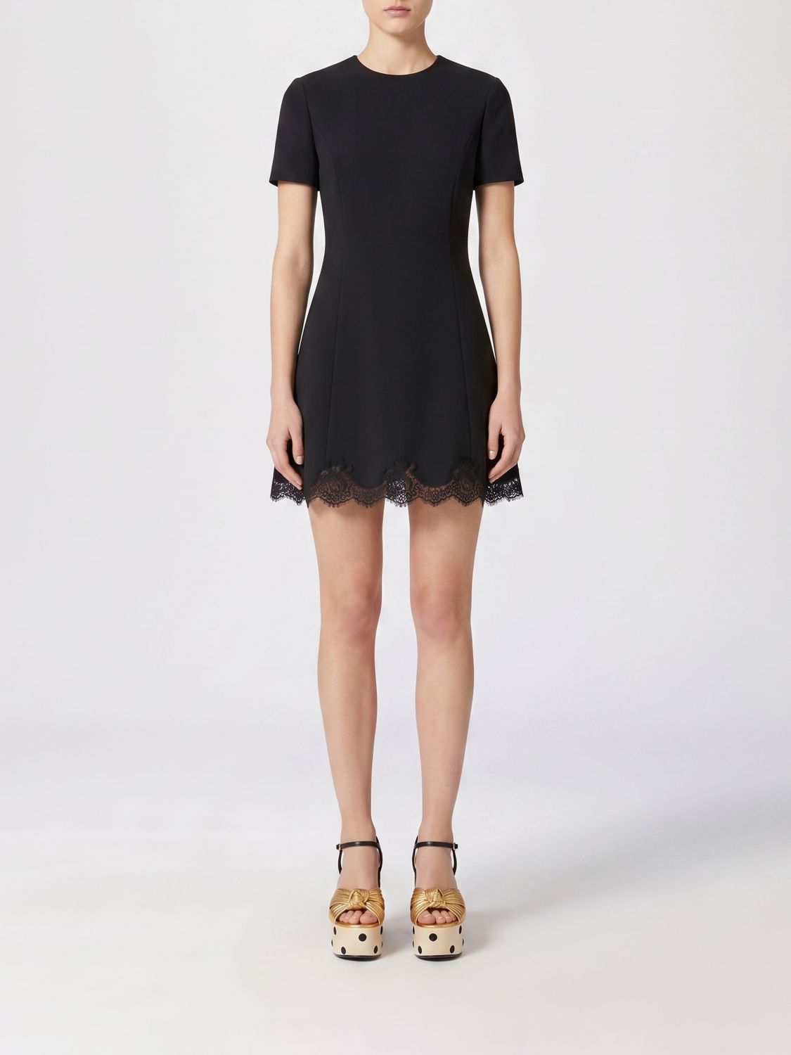 Valentino Mini abito da cocktail in lana e seta con inserti in pizzo
