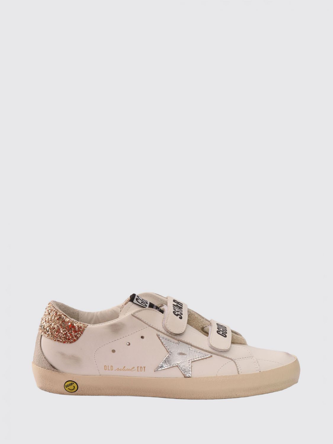 GOLDEN GOOSE Old School Sneaker für Kinder aus Leder und Glitzerstoff mit Klettverschluss