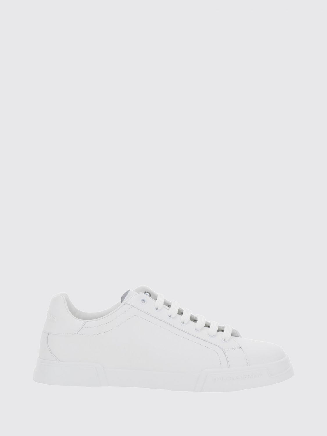 DOLCE & GABBANA Low-Top-Sneaker aus glattem Kalbsleder mit appliziertem Logo