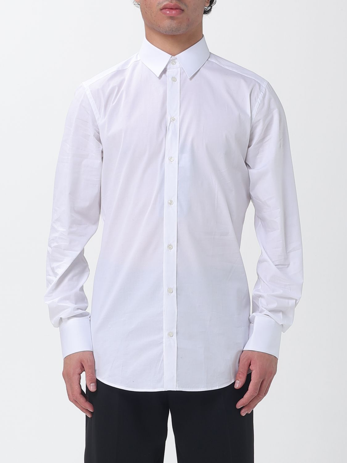 DOLCE & GABBANA Slim Fit Poplin Cotton Shirt with French Collar