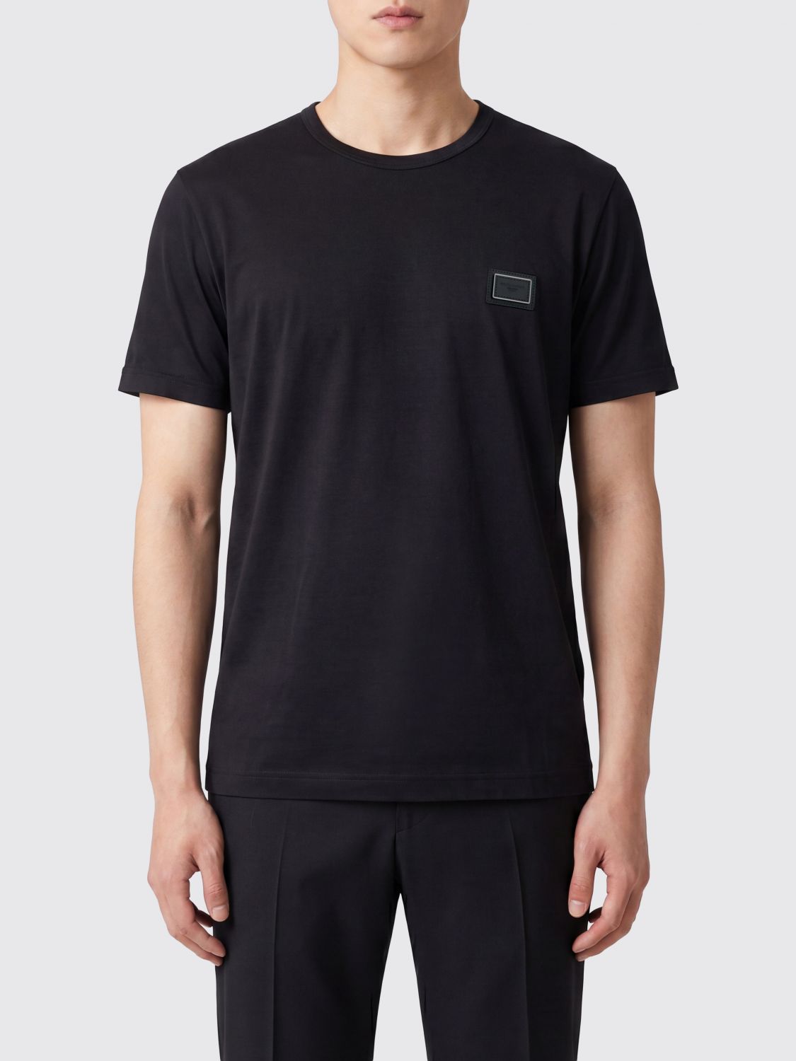 DOLCE & GABBANA T-shirt in cotone con logo tono su tono