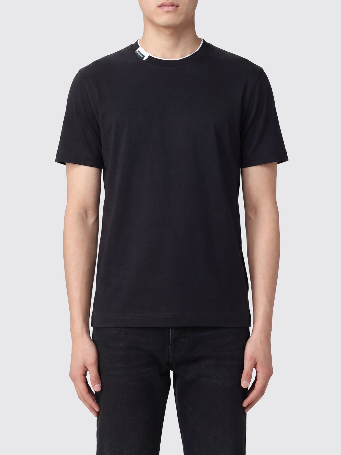 DOLCE & GABBANA T-shirt in cotone con logo e profili a contrasto