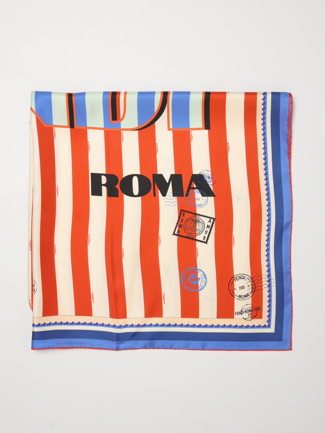 FENDI Quadratisches Seiden-Foulard mit zweifarbigem Streifenmuster