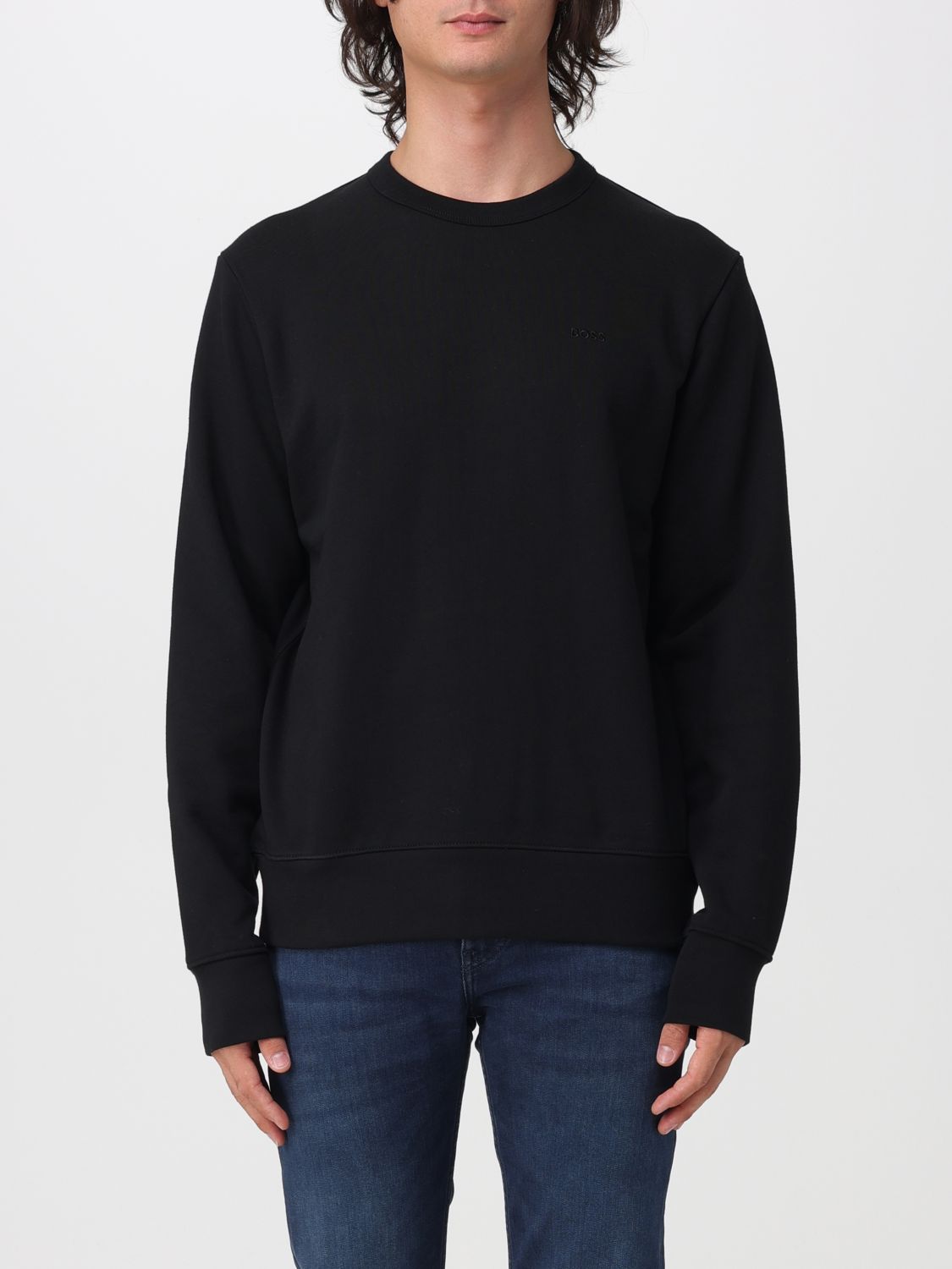 Boss Men's Embroidered Logo Cotton Crewneck Sweatshirt