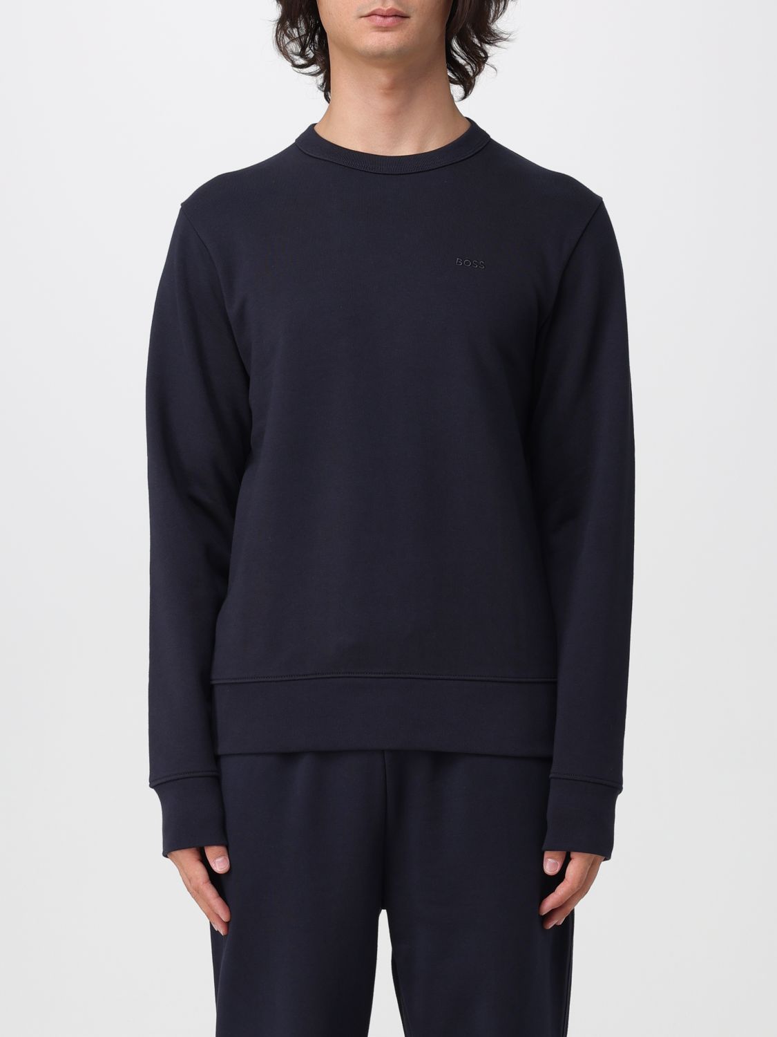Boss Men's Embroidered Logo Cotton Crewneck Sweatshirt