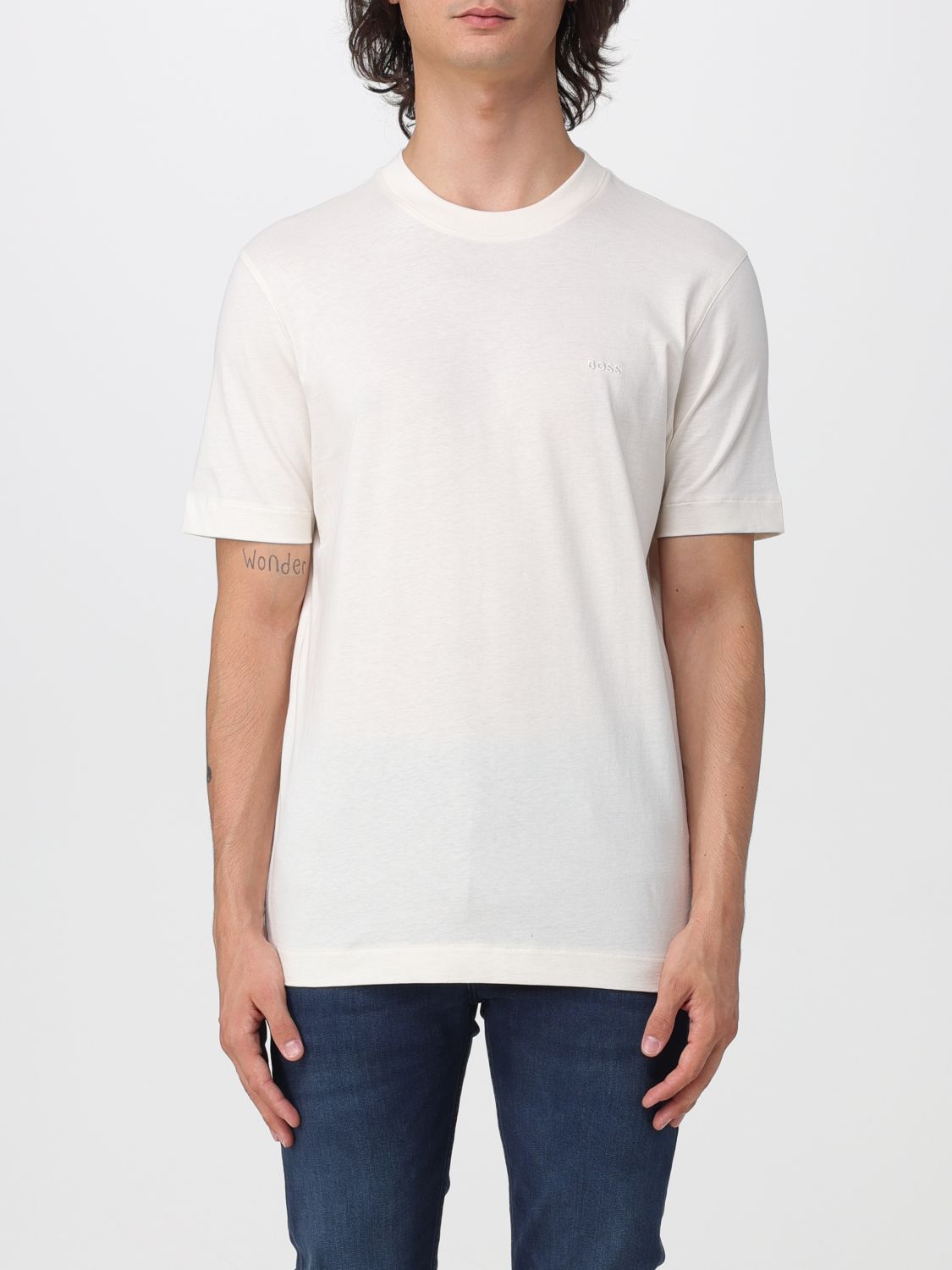 BOSS Herren-T-Shirt aus Baumwolle mit Rundhalsausschnitt und Logo-Stickerei
