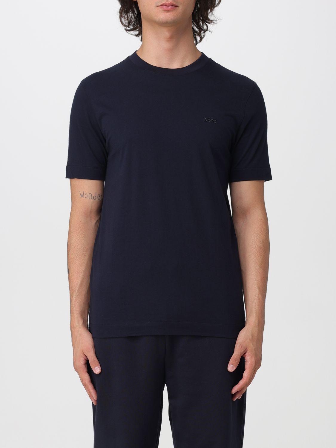 BOSS Herren-T-Shirt aus Baumwolle mit Rundhalsausschnitt und Logo-Stickerei