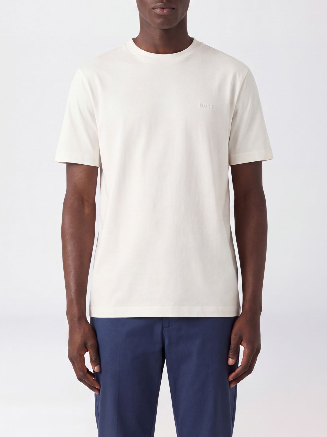 BOSS Herren-T-Shirt aus Baumwolle mit Rundhalsausschnitt und Logo-Stickerei