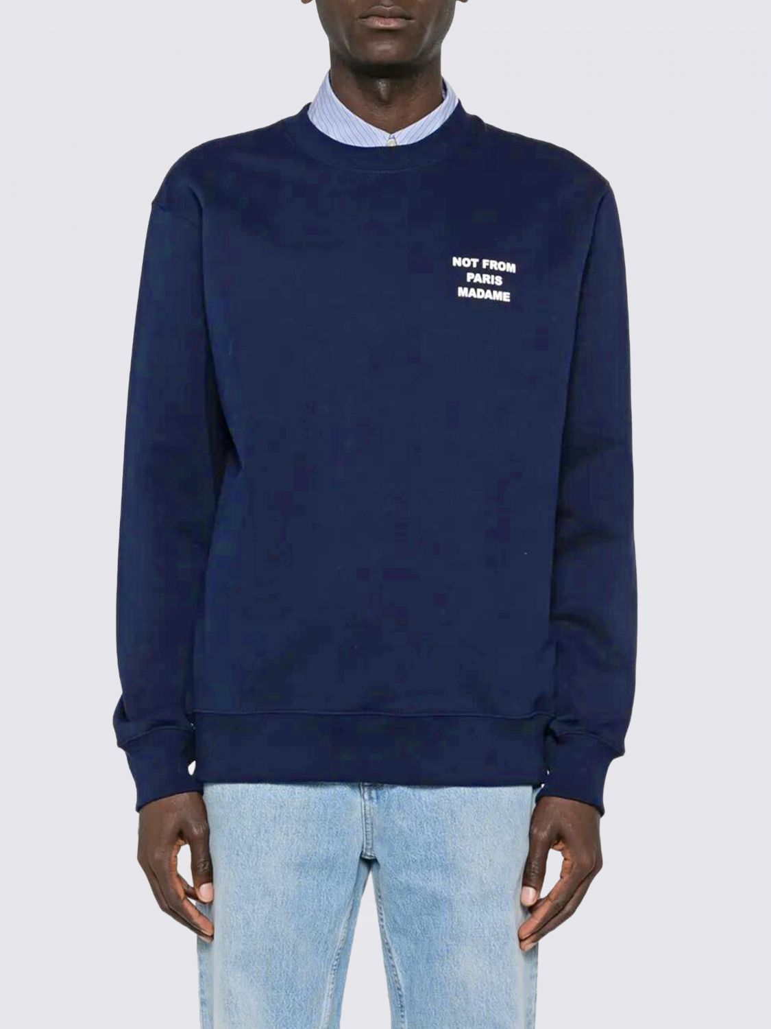 Drôle de Monsieur Baumwoll-Sweatshirt mit Rundhalsausschnitt und Slogan-Print