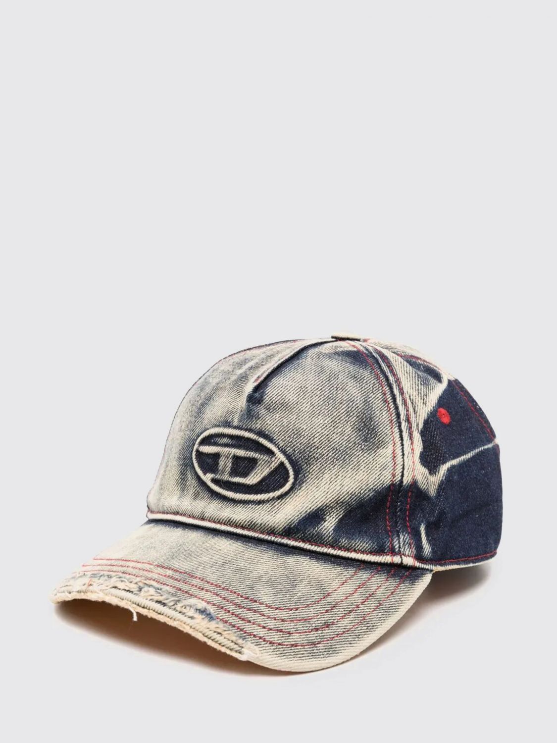 DIESEL Bleached Denim Baseball Cap with Oval D Logo　DIESEL ブリーチデニム ベースボールキャップ オーバル D ロゴ DIESEL