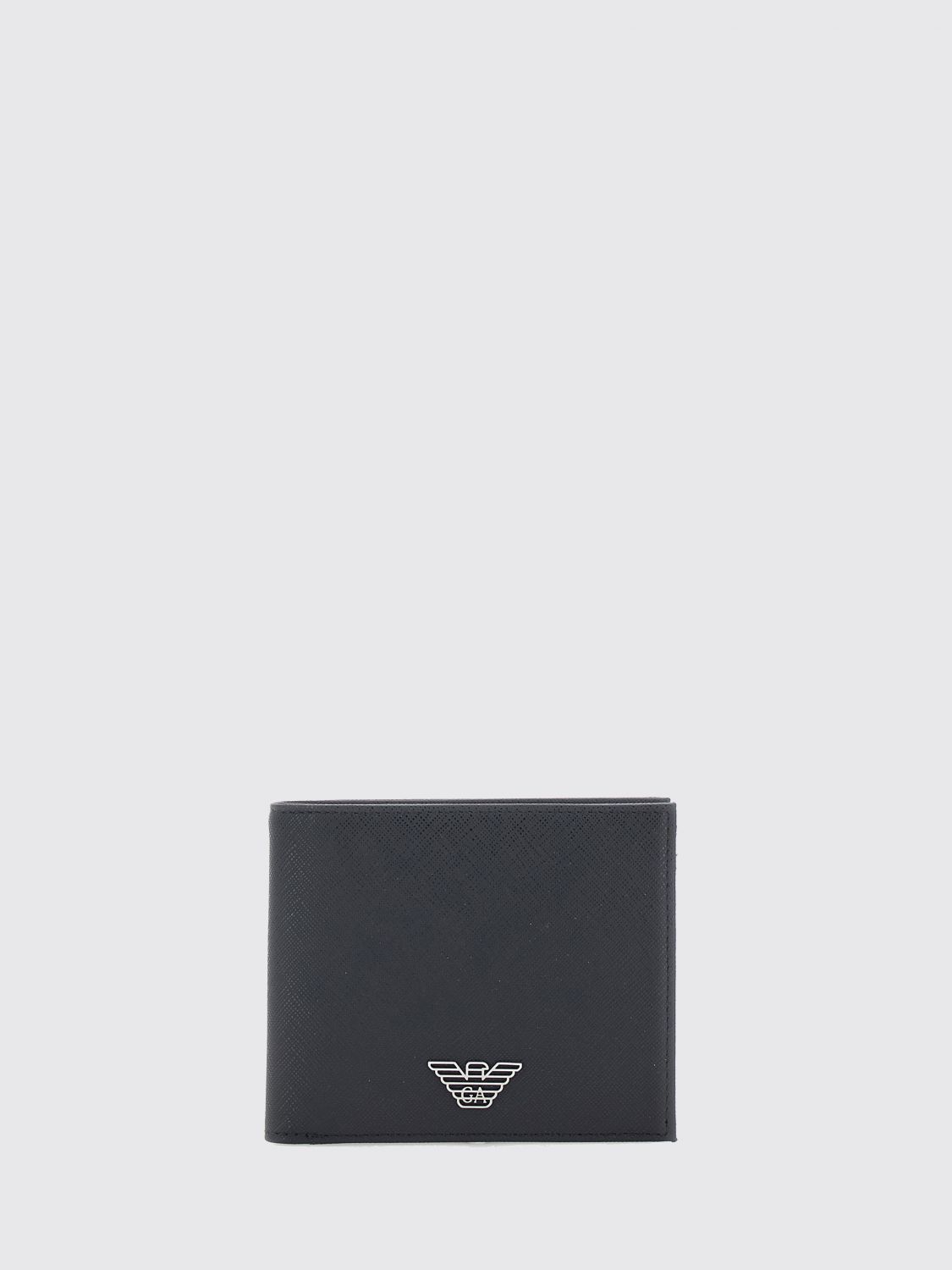 Emporio Armani Saffiano Bifold Wallet with Monogram and Eagle Logo · OS