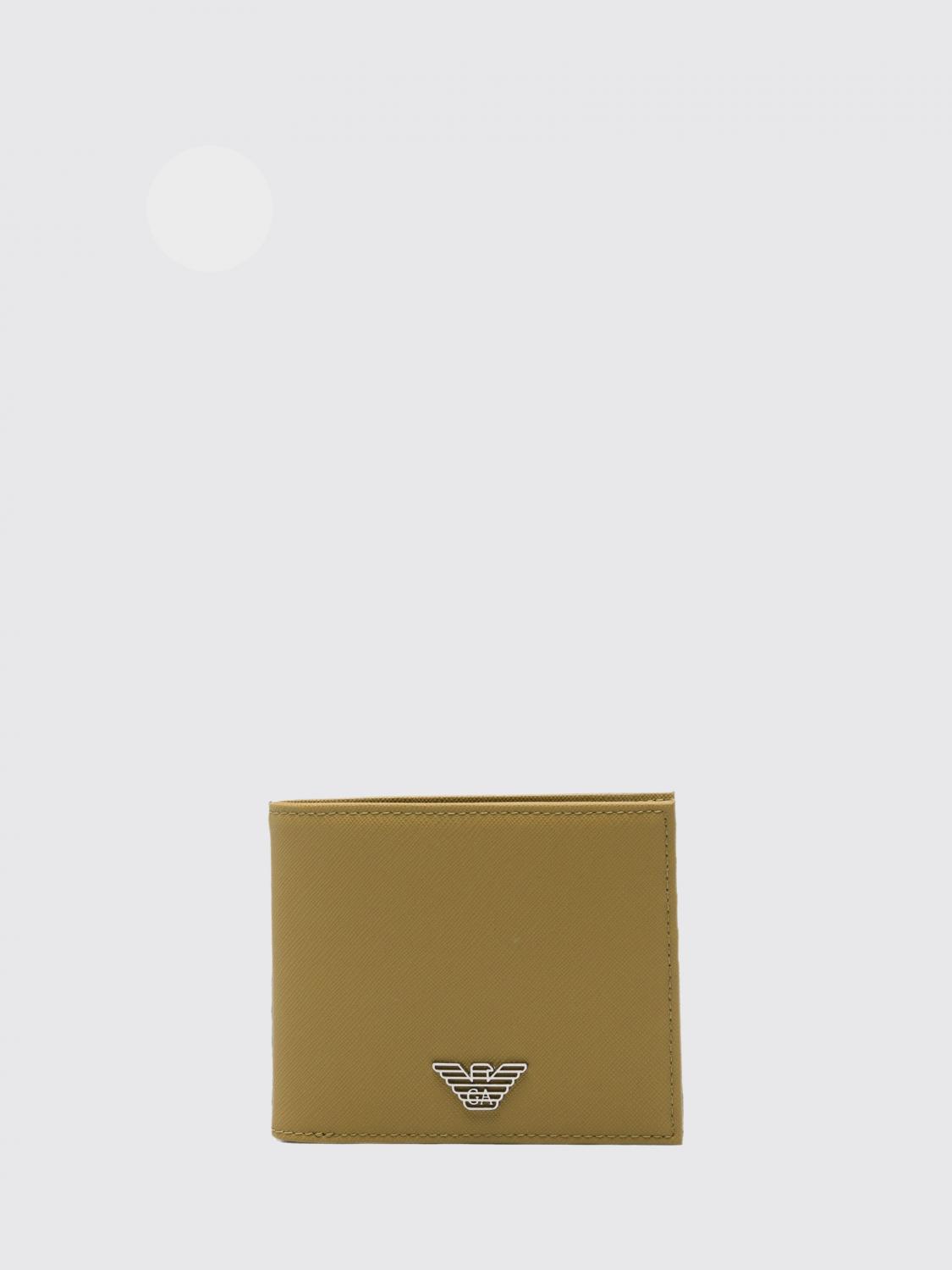 EMPORIO ARMANI Portafoglio bifold in saffiano con monogram e logo Eagle