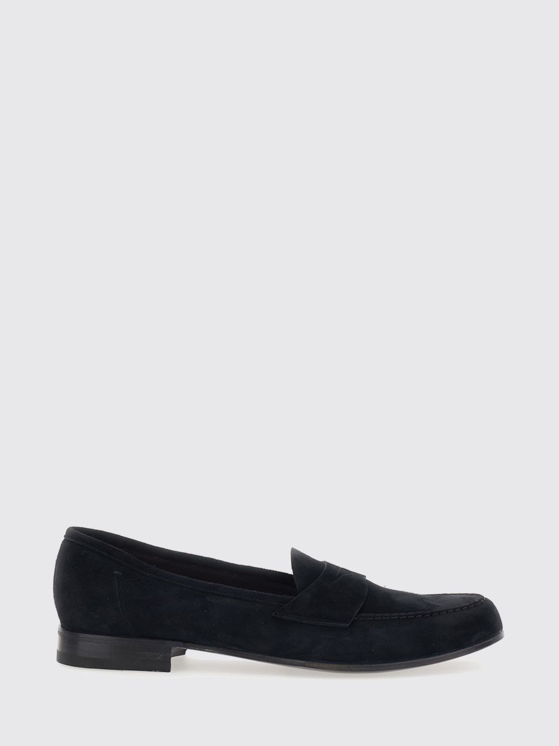 LIDFORT Classic Suede Calfskin Loafers with Saddle Strap