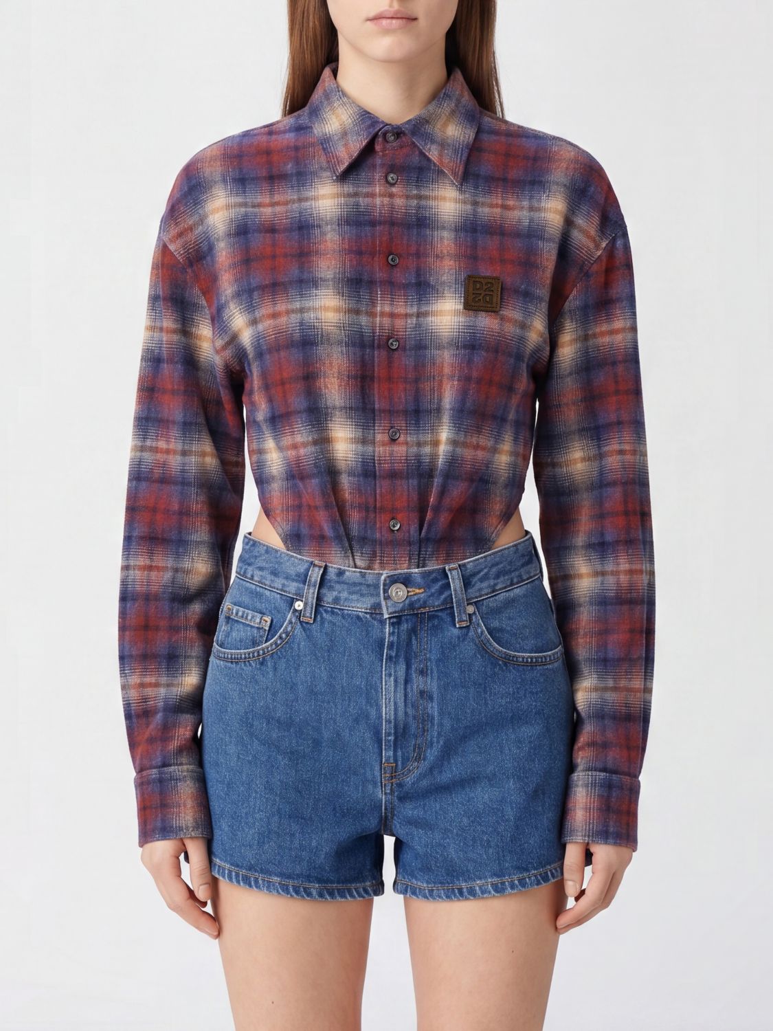 DSQUARED2 Camicia slim fit in misto lana con motivo tartan