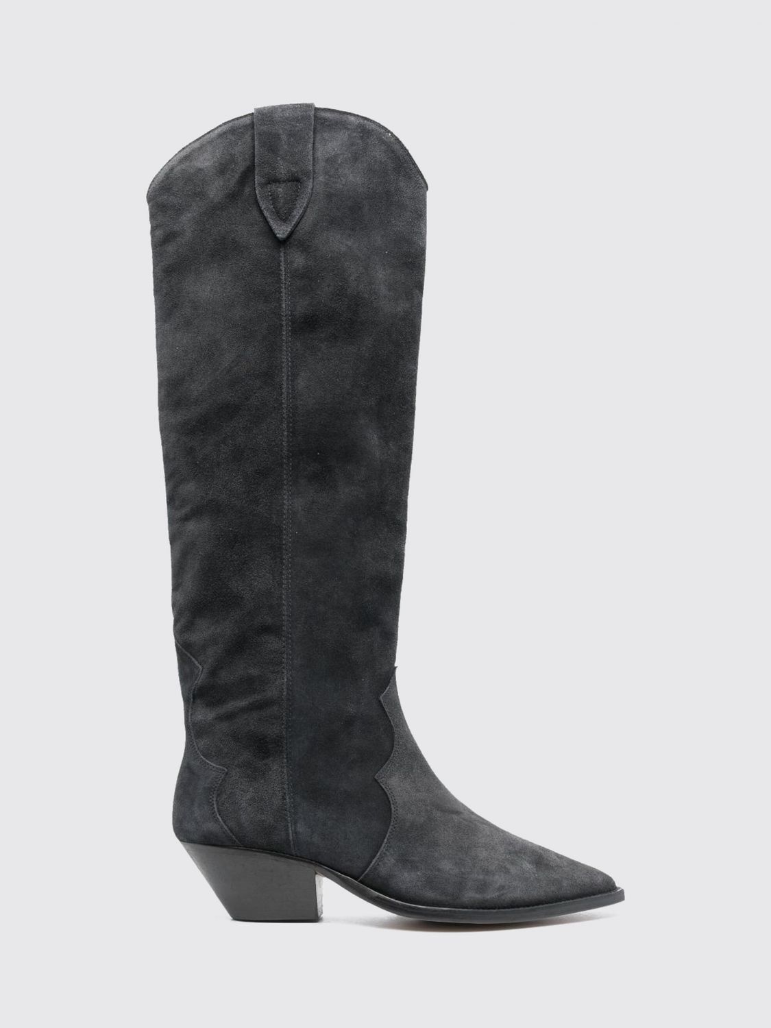 ISABEL MARANT Kniehohe Denvee Westernstiefel aus Veloursleder mit niedrigem Absatz
