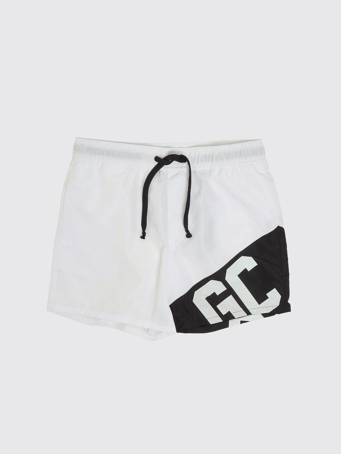 GCDS JUNIOR Boxer da mare da bambino in poliestere con logo a contrasto