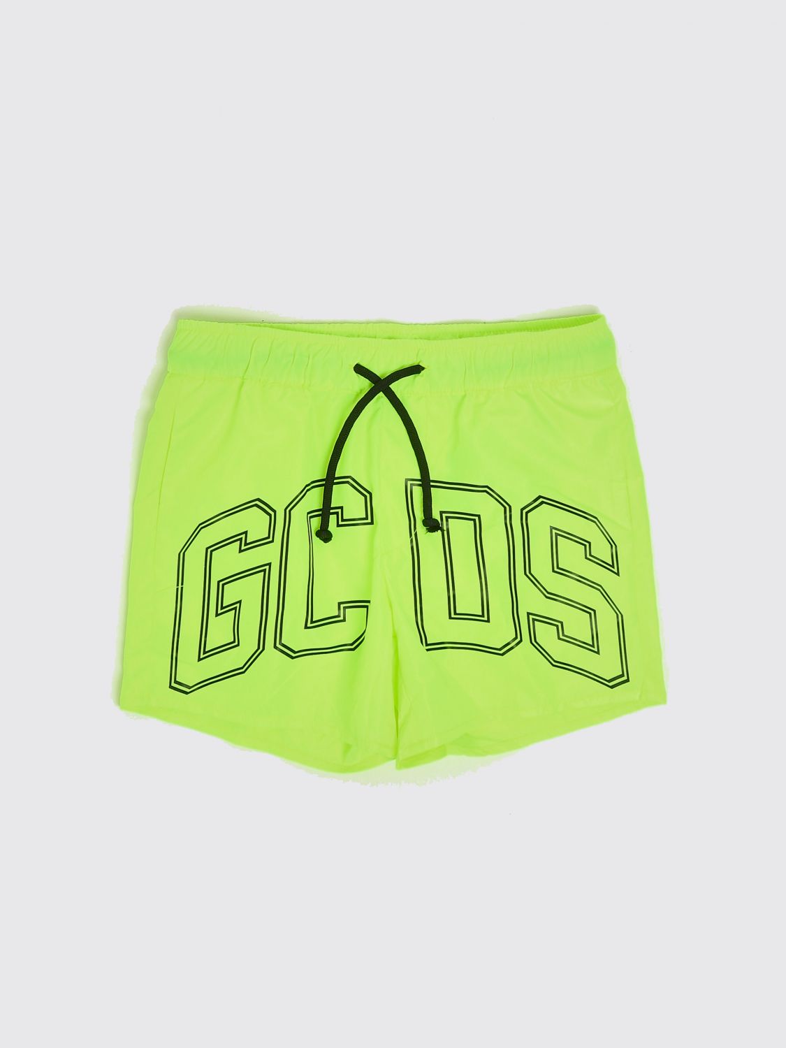 GCDS JUNIOR Boxer da mare da bambino bicolore con logo a contrasto