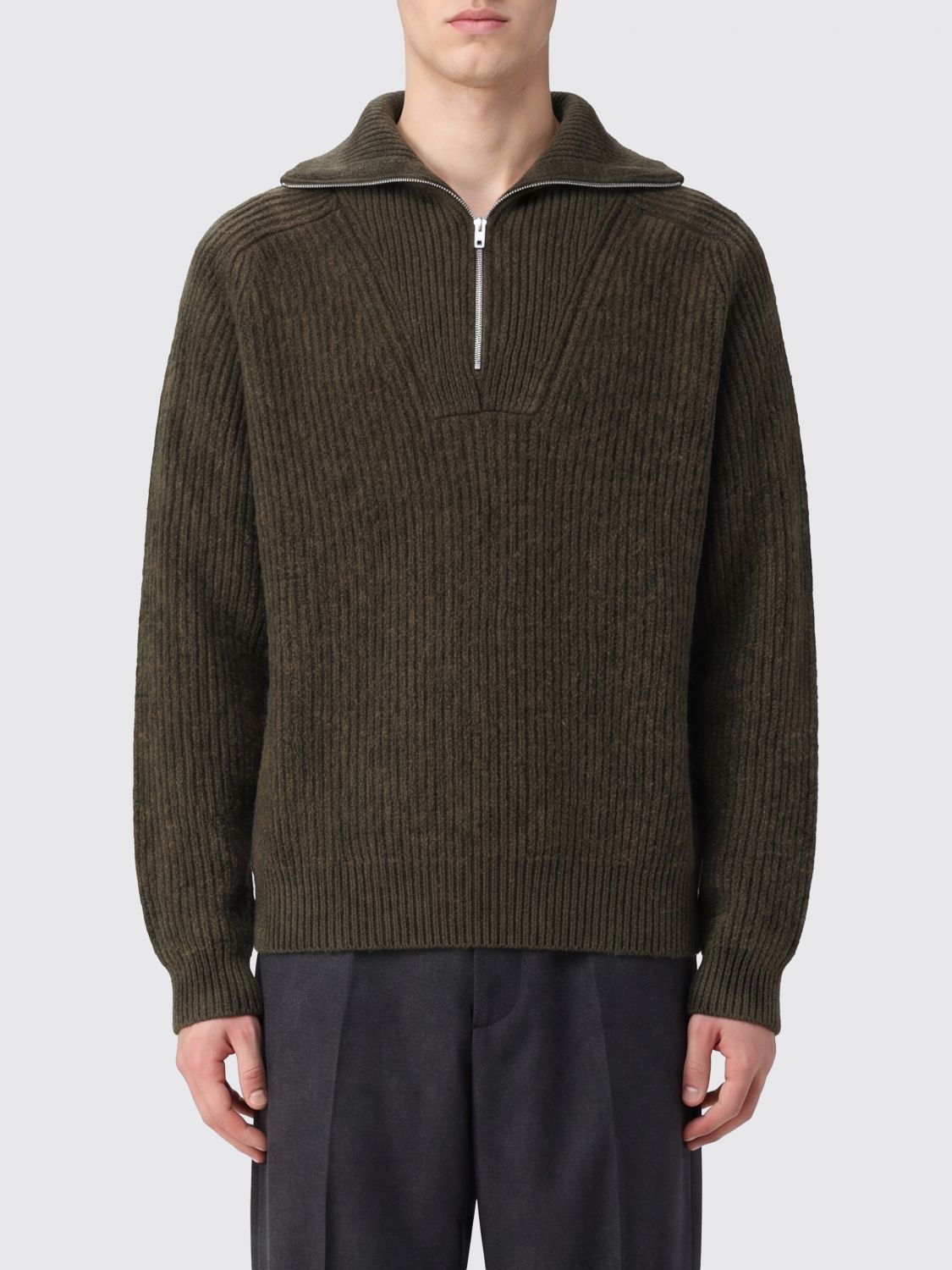 JIL SANDER High Neck Half-Zip Jumper in Pure Wool