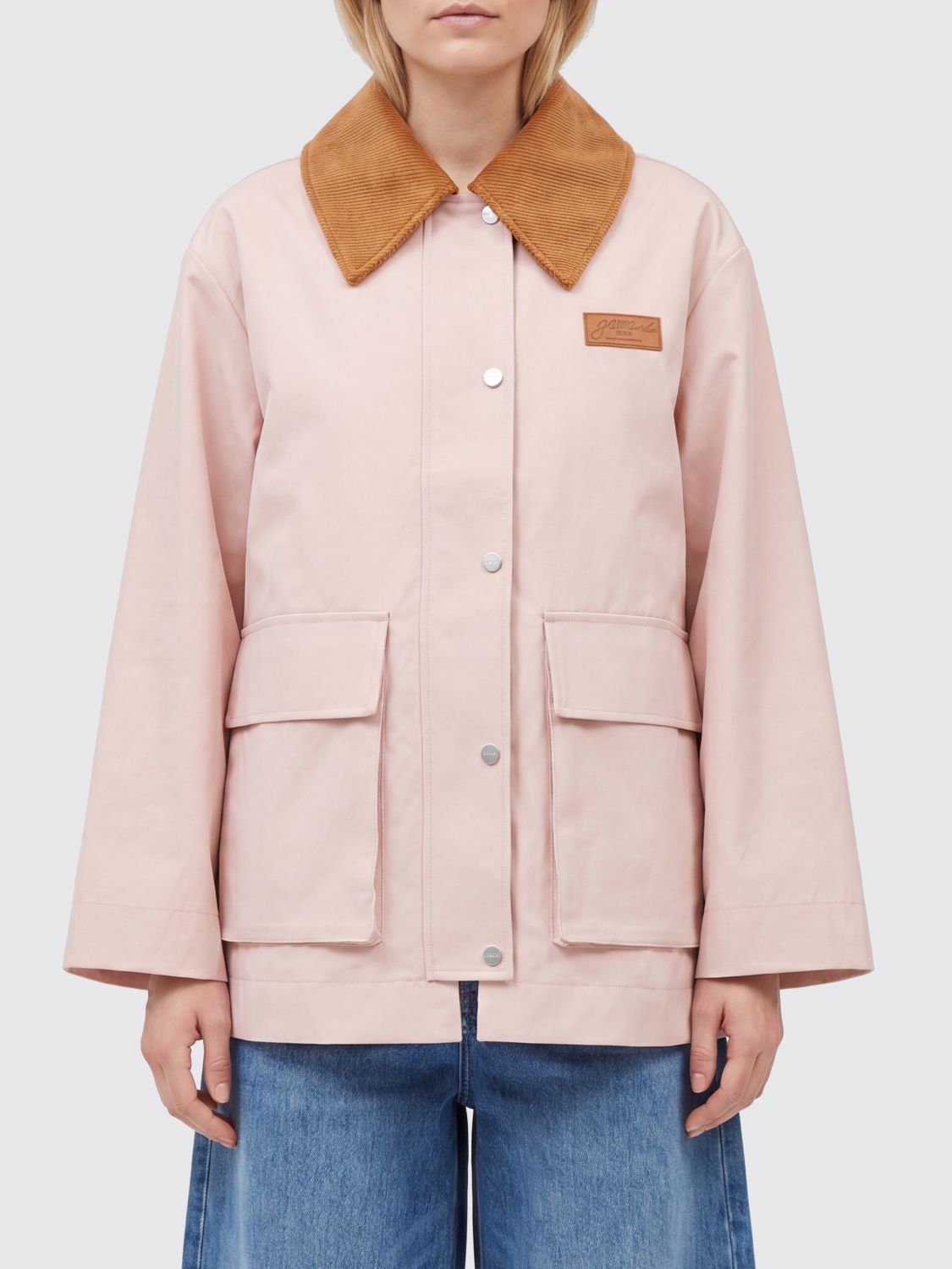 GANNI Recycled Polyethylene Shirt Jacket with Velvet Collar