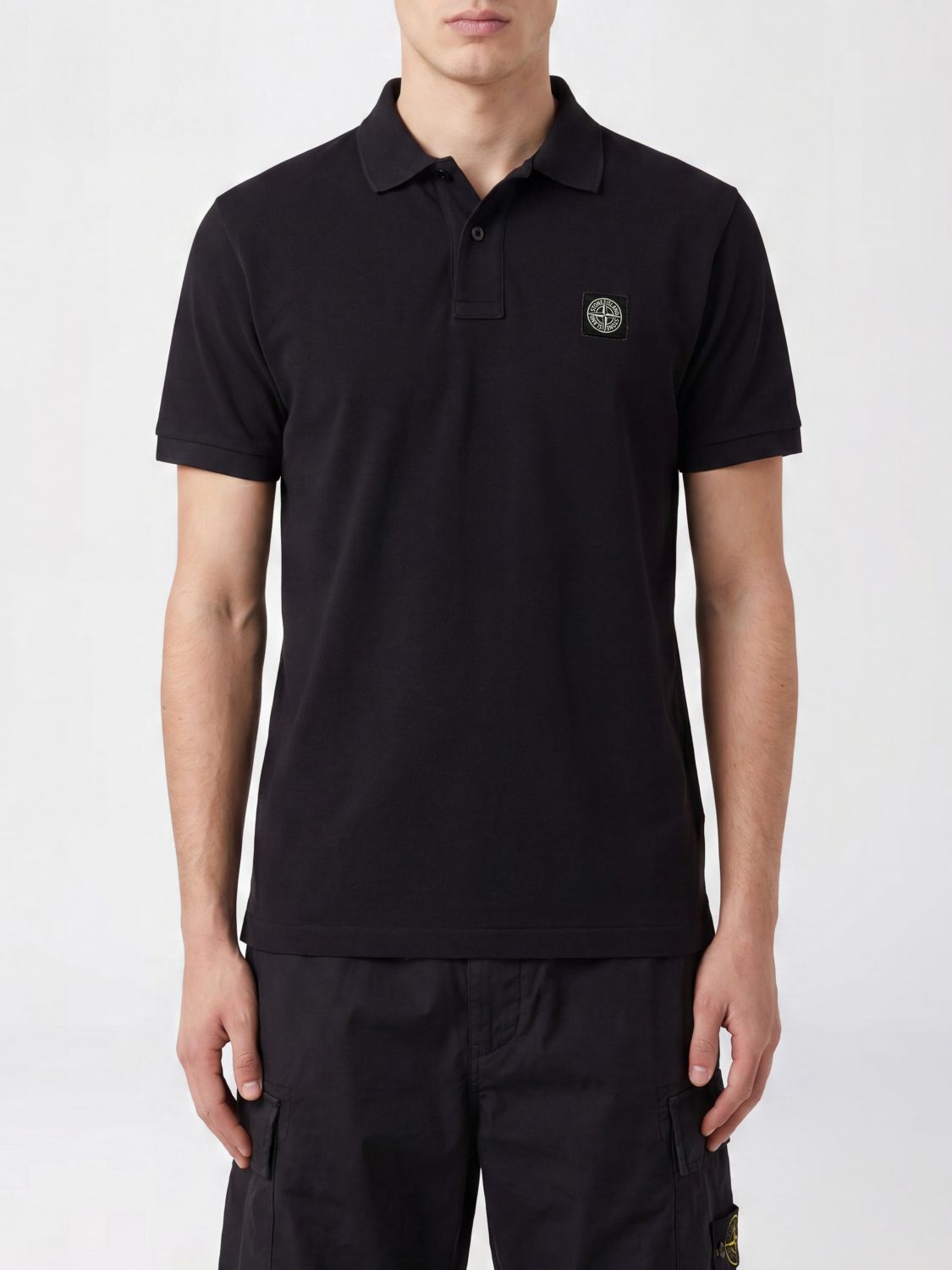 STONE ISLAND Piqué Cotton Polo Shirt with Compass Logo Patch　STONE ISLAND コンパスロゴパッチ付きピケコットンポロシャツ STONE