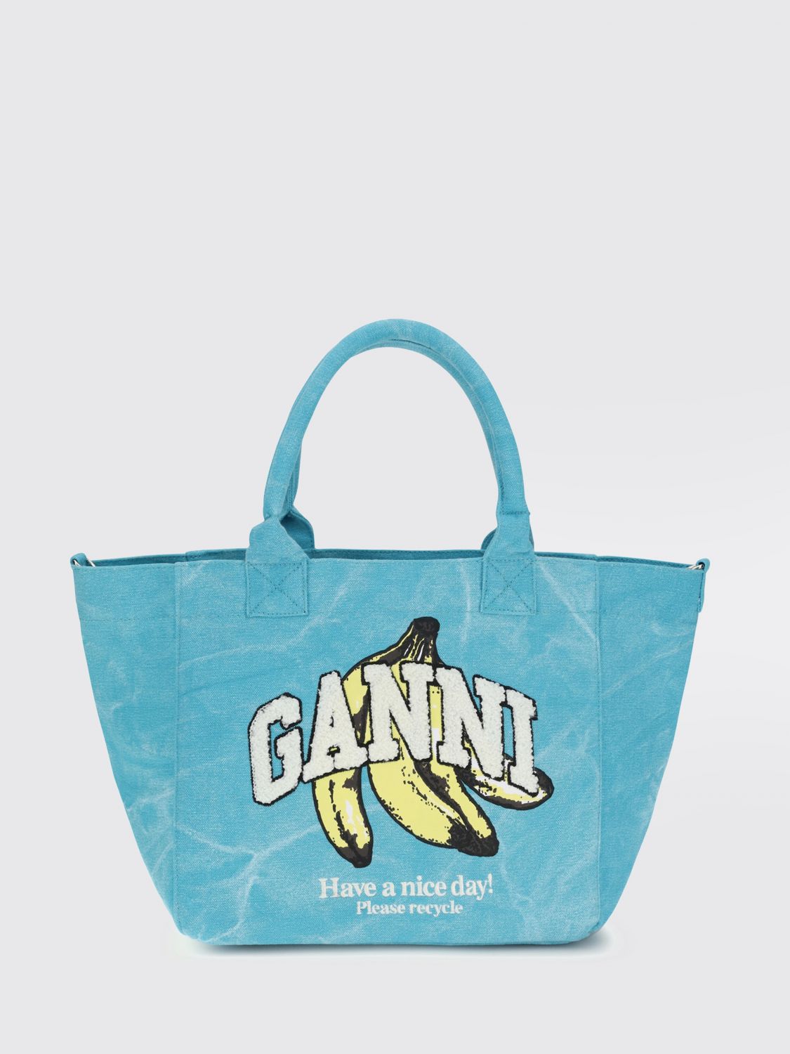 GANNI Recycled Cotton Tote Bag with Fruit Print and Embroidered Logo　GANNI リサイクルコットントートバッグ フルーツプリントと刺繍ロゴ付き GANNI