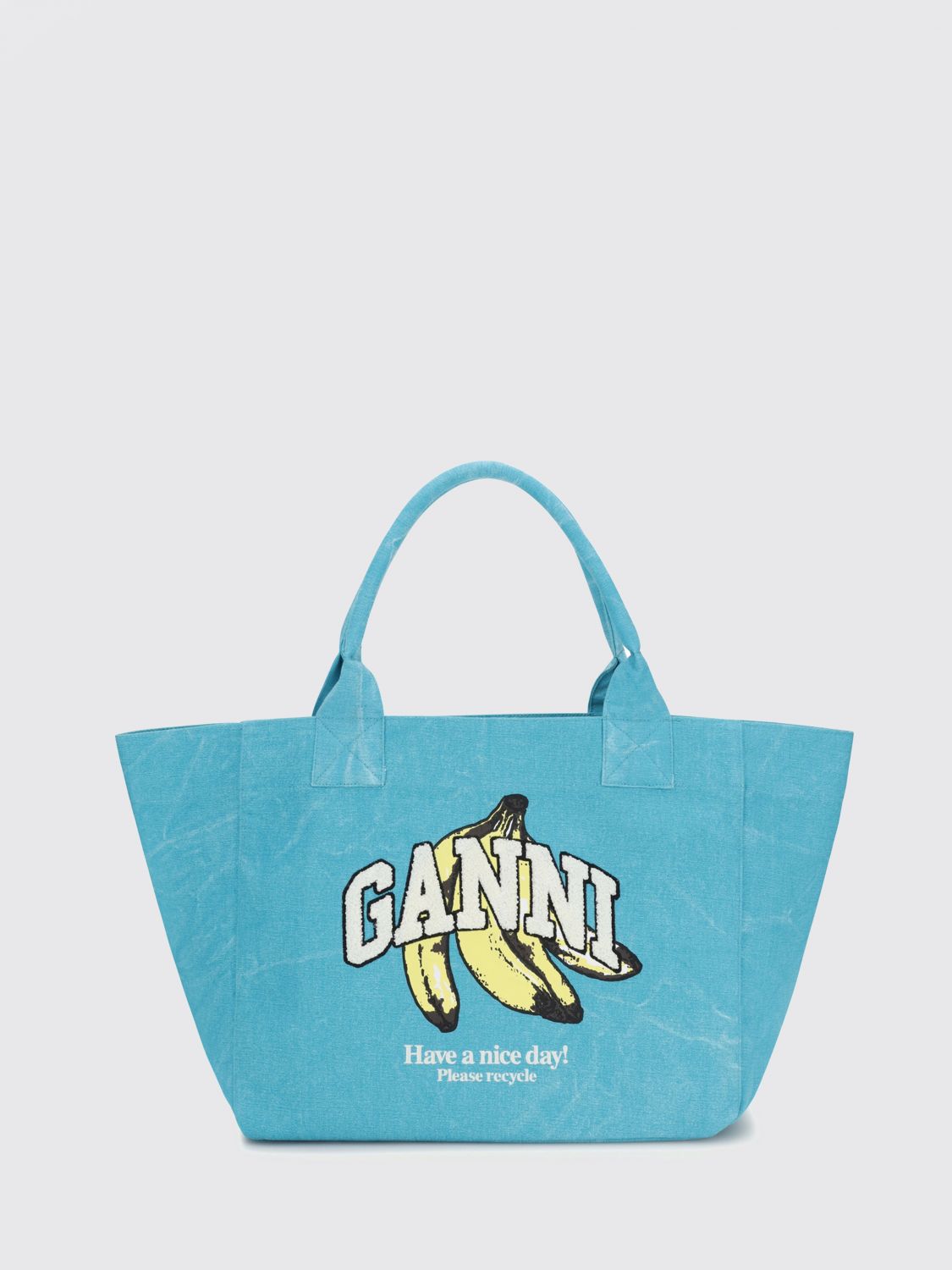GANNI XXL Tote Bag in Recycled Cotton with All-Over Fruit Print　GANNI XXL トートバッグ リサイクルコットン製 全面フルーツプリント GANNI