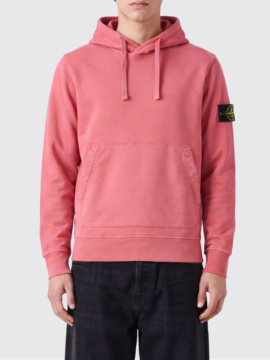 STONE ISLAND Felpa con cappuccio in cotone con tasca a marsupio e fit relaxed