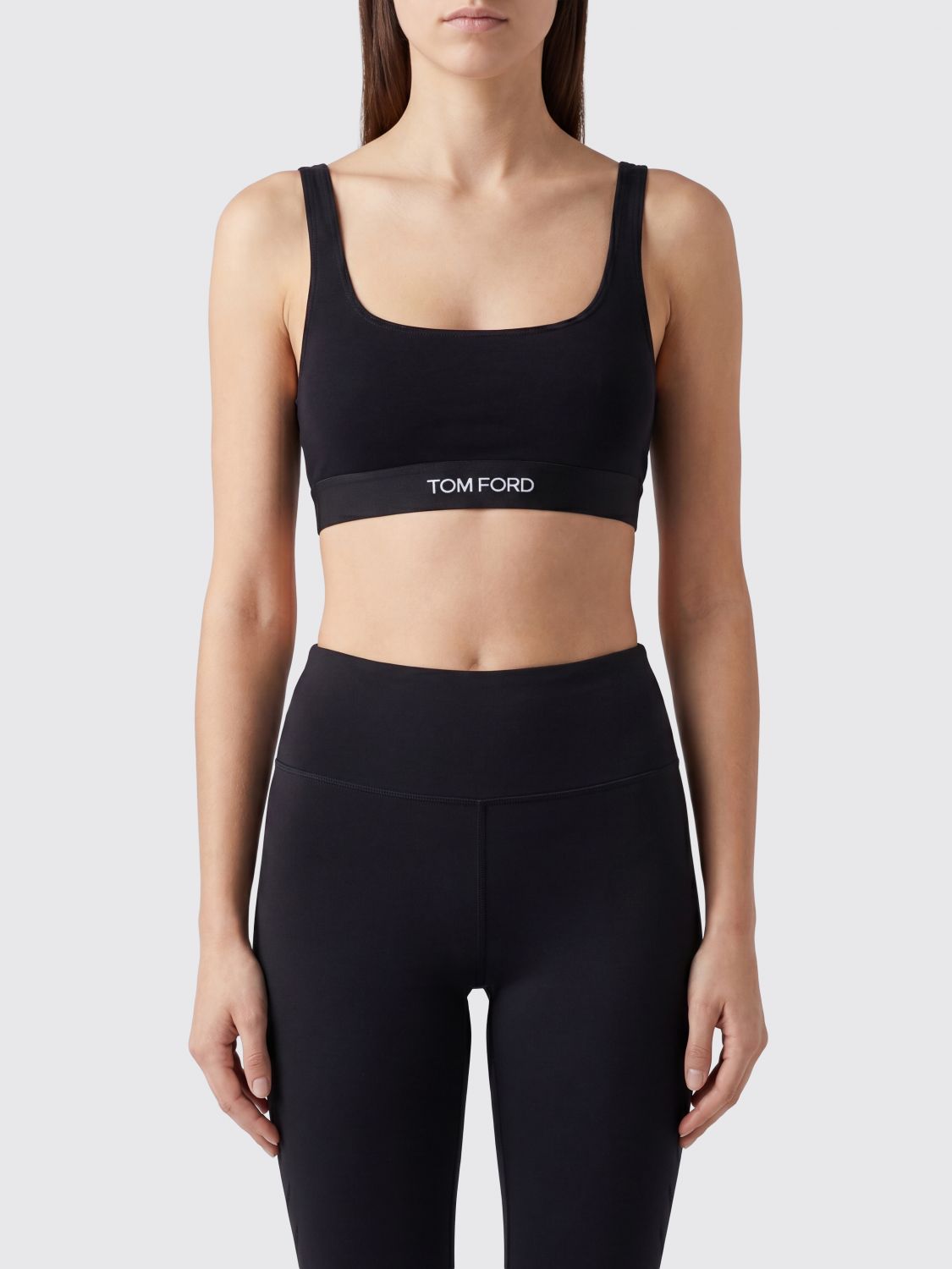 TOM FORD Cropped Modal Bralette Top with Contrast Logo Band　TOM FORD クロップド モダール ブラレット トップ コントラスト ロゴ バンド付き TOM