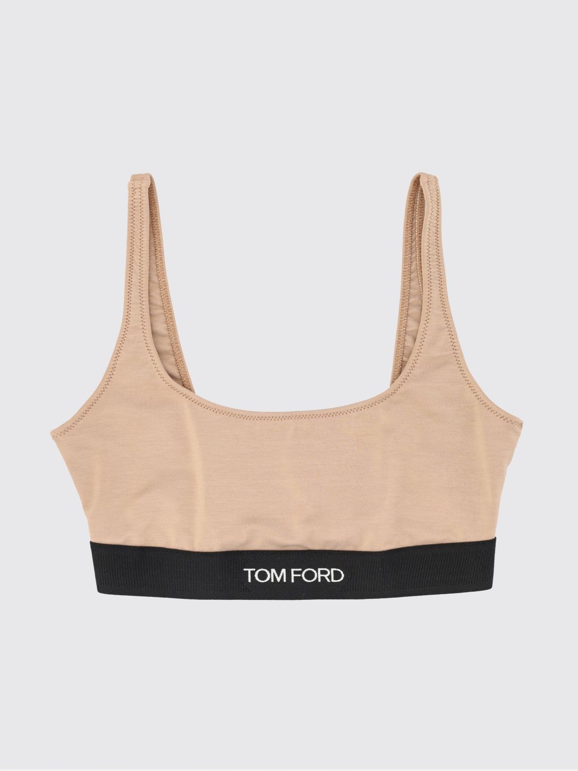 Tom Ford Cropped Modal Bralette Top with Contrast Logo Band