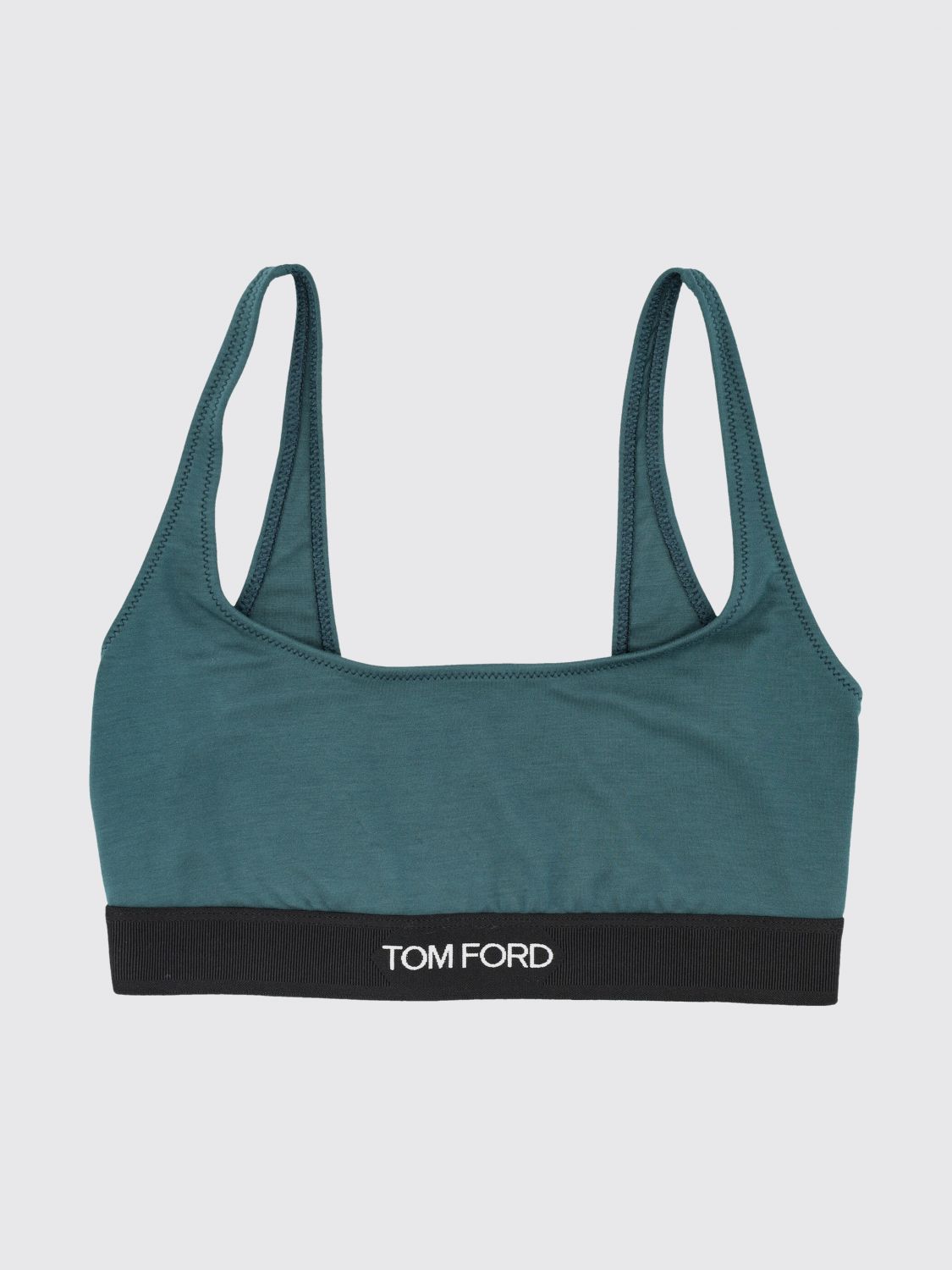 TOM FORD Cropped Modal Bralette Top with Contrast Logo Band