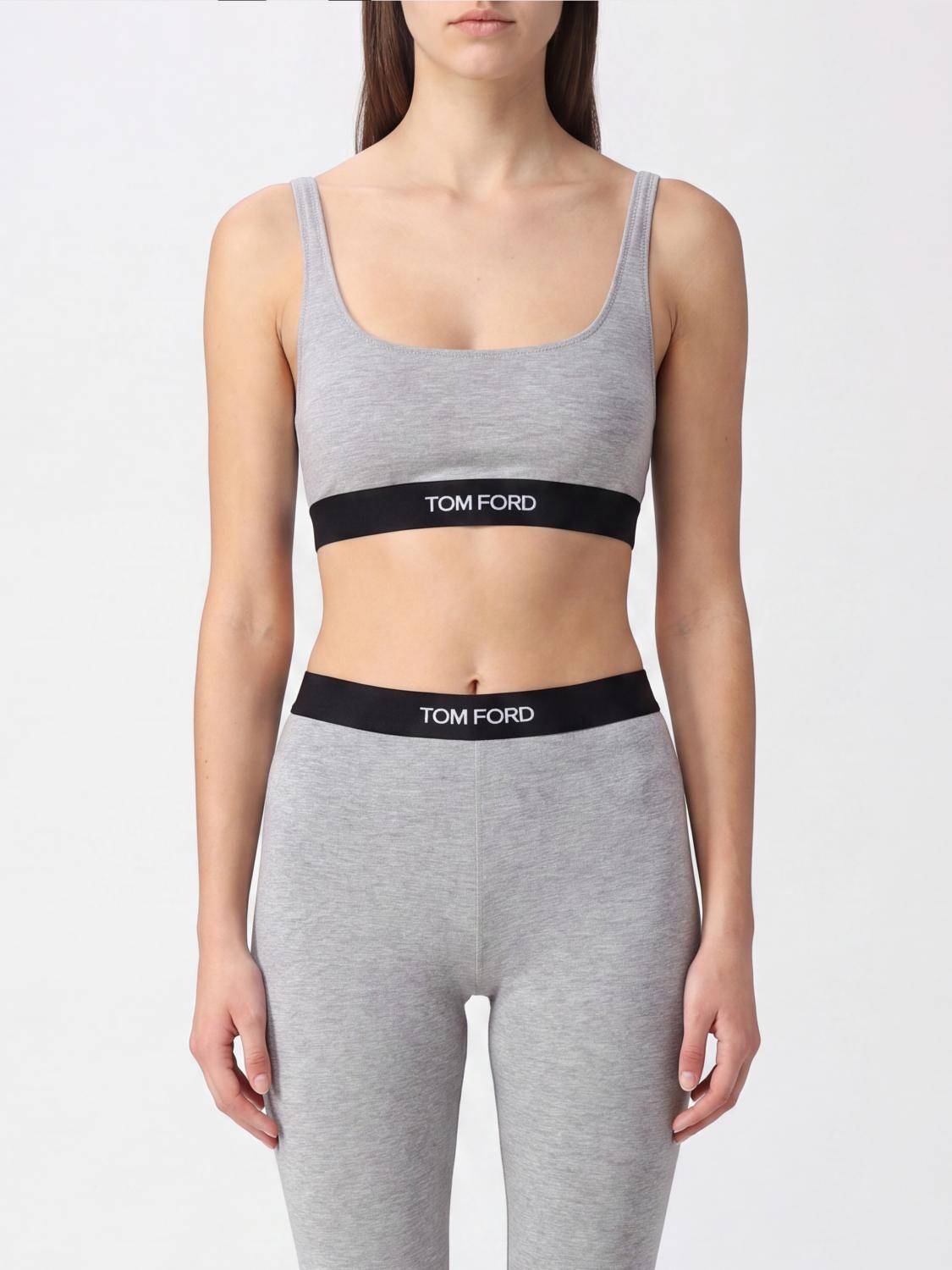 Tom Ford Cropped Modal Bralette Top with Contrast Logo Band