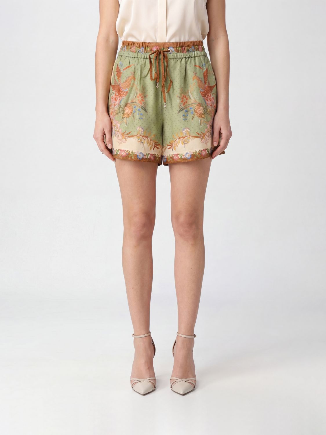 Zimmermann ZIMMERMANN Wide-Leg Silk Shorts with Graphic Print and Drawstring Waist　ZIMMERMANN グラフィックプリントとドローストリングウエスト付きワイドレッグシルクショー