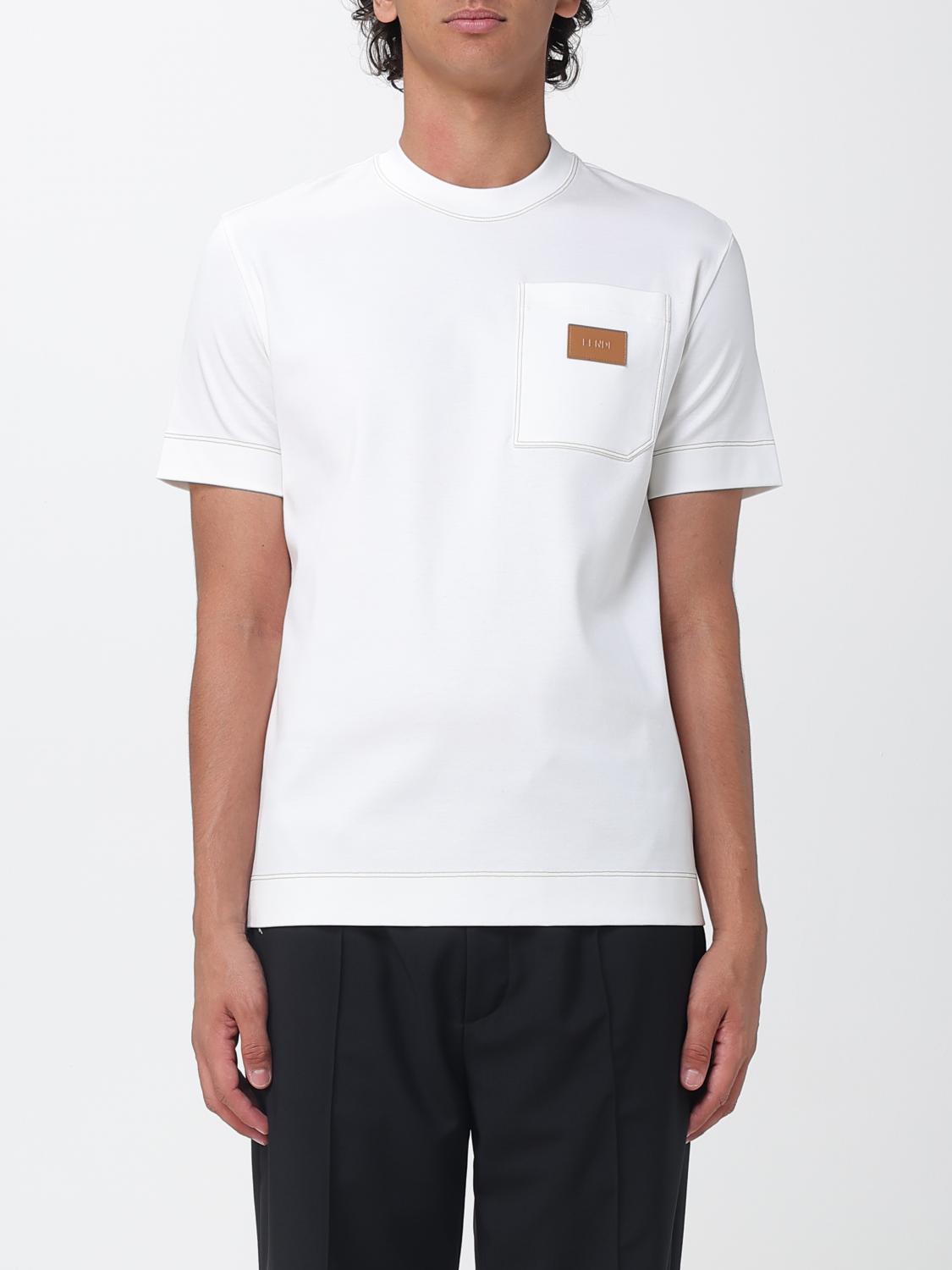 Fendi Cotton T-shirt with Patch Pocket and Applied Logo