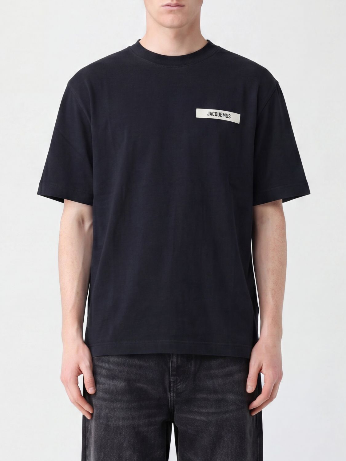 JACQUEMUS Contrast Appliqué Logo Cotton Crew-Neck T-Shirt　JACQUEMUS コントラスト アップリケ ロゴ コットン クルーネック T シャツ JACQUEMUS