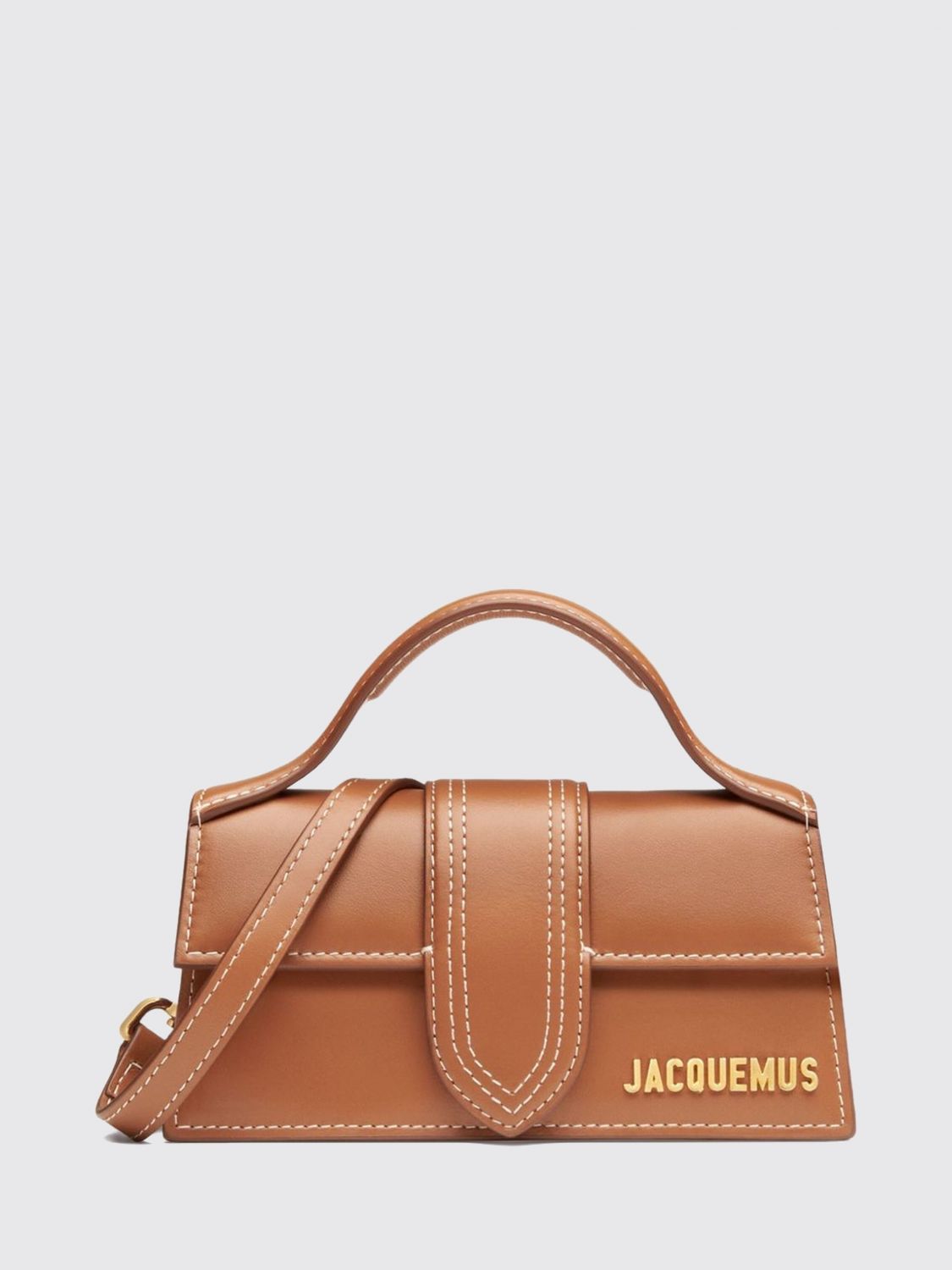 Jacquemus Bambino Mini Handbag in Calf Leather with Metallic Lettering Logo
