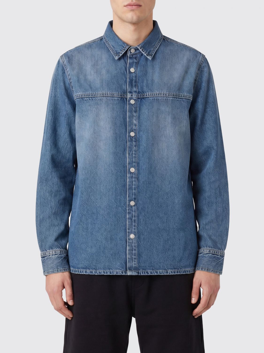 County of Milan Camicia di jeans a maniche lunghe con stampa monogram