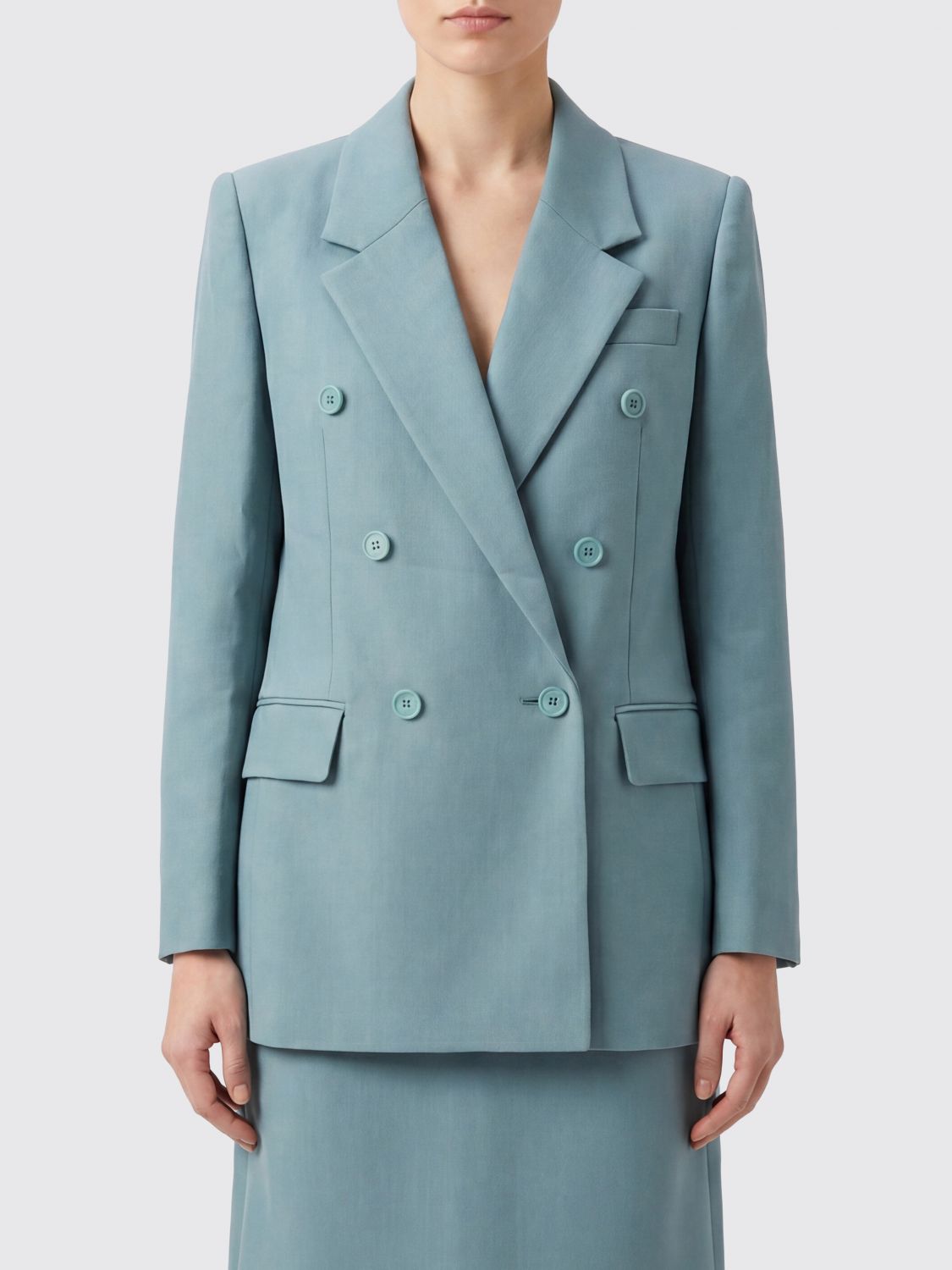 CHLOÉ Blazer doppiopetto in lana merino con rever a lancia e tasche con patta