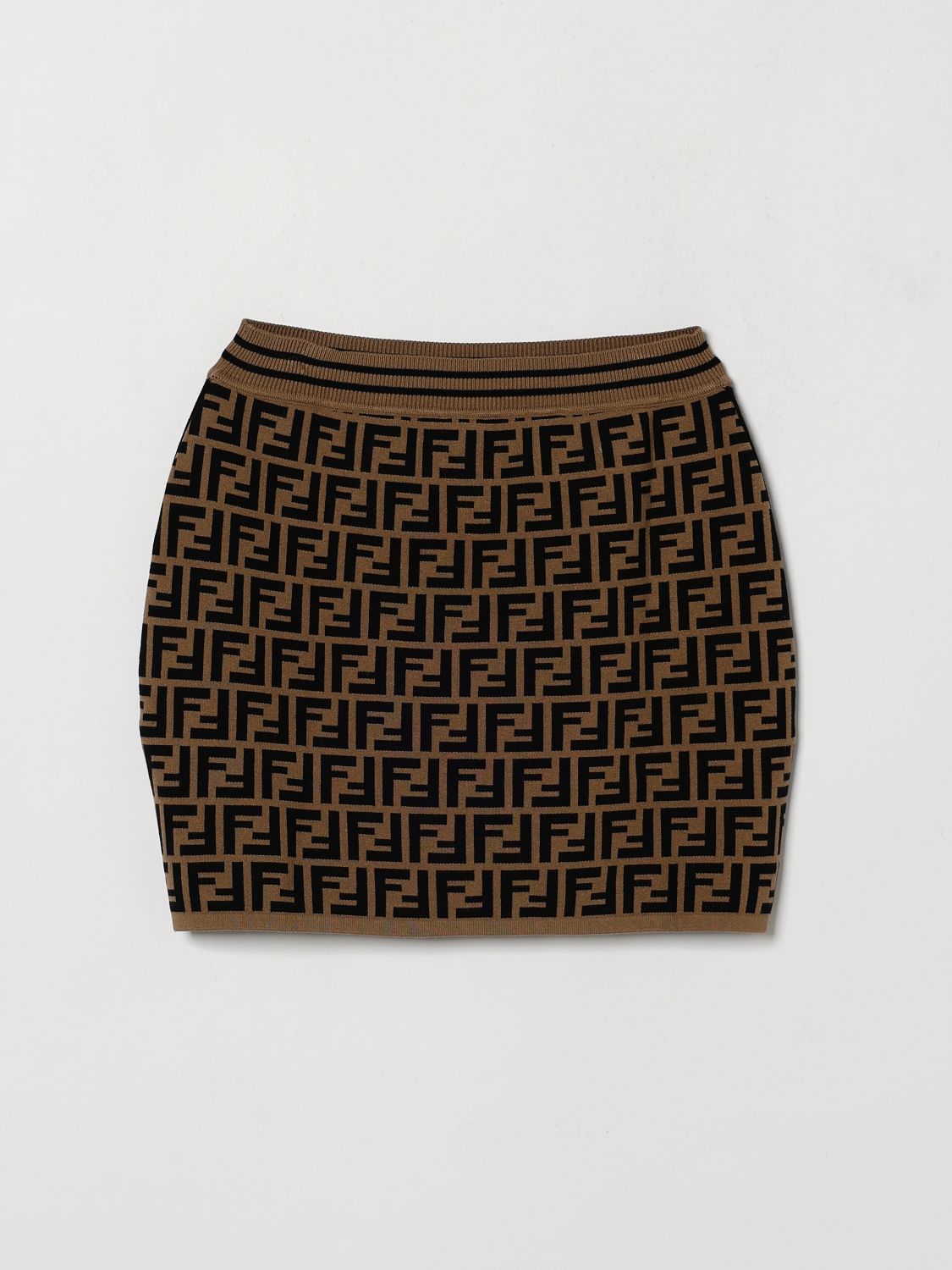 FENDI Minirock aus Strick mit FF-Jacquard-Monogramm für Mädchen