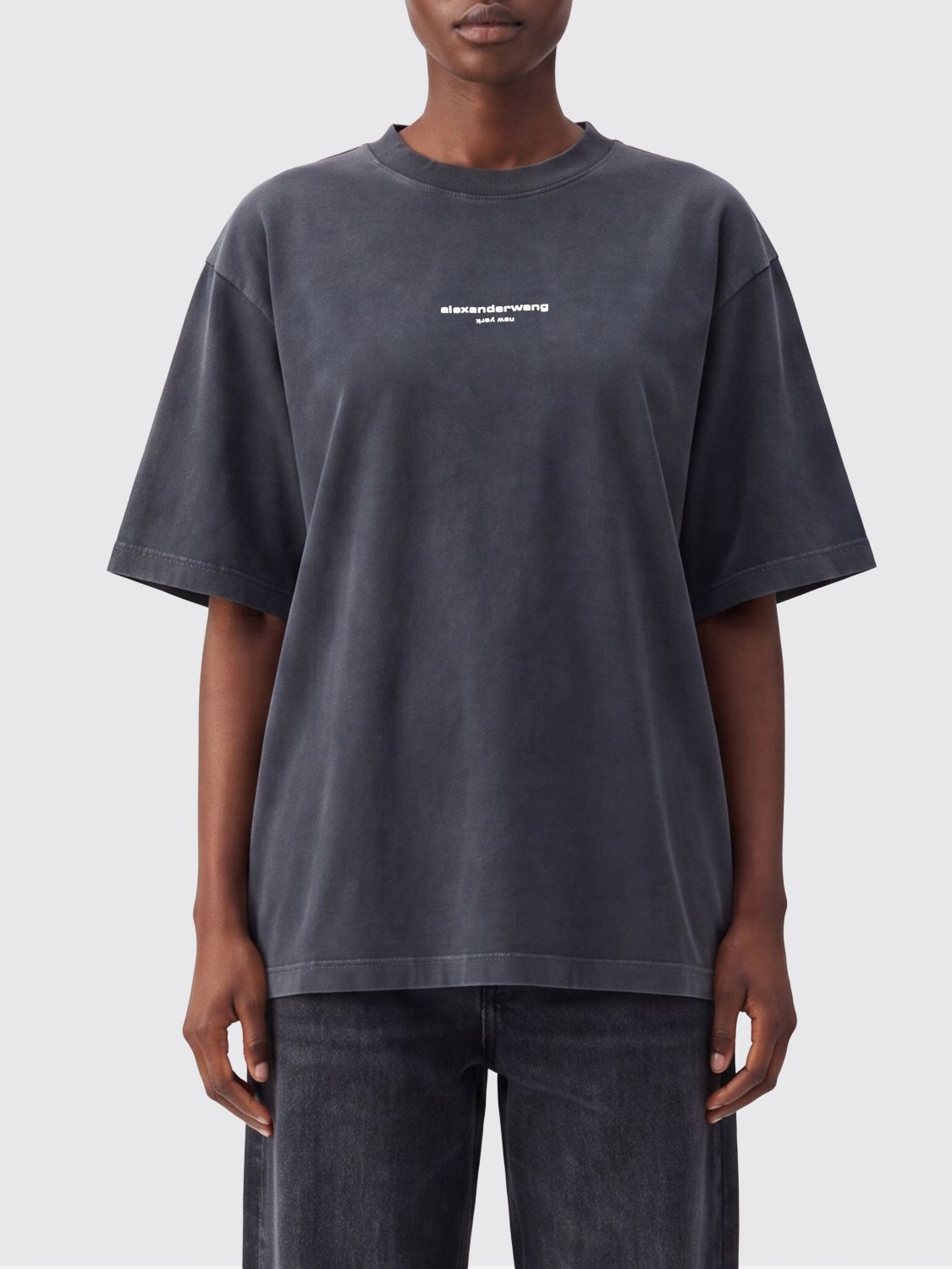ALEXANDER WANG T-shirt in cotone con logo a contrasto e vestibilità relaxed