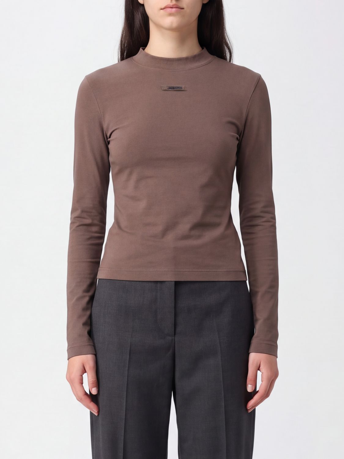 JACQUEMUS Slim Fit Langarm-T-Shirt von aus Stretch-Baumwolle mit Kontrast-Logo