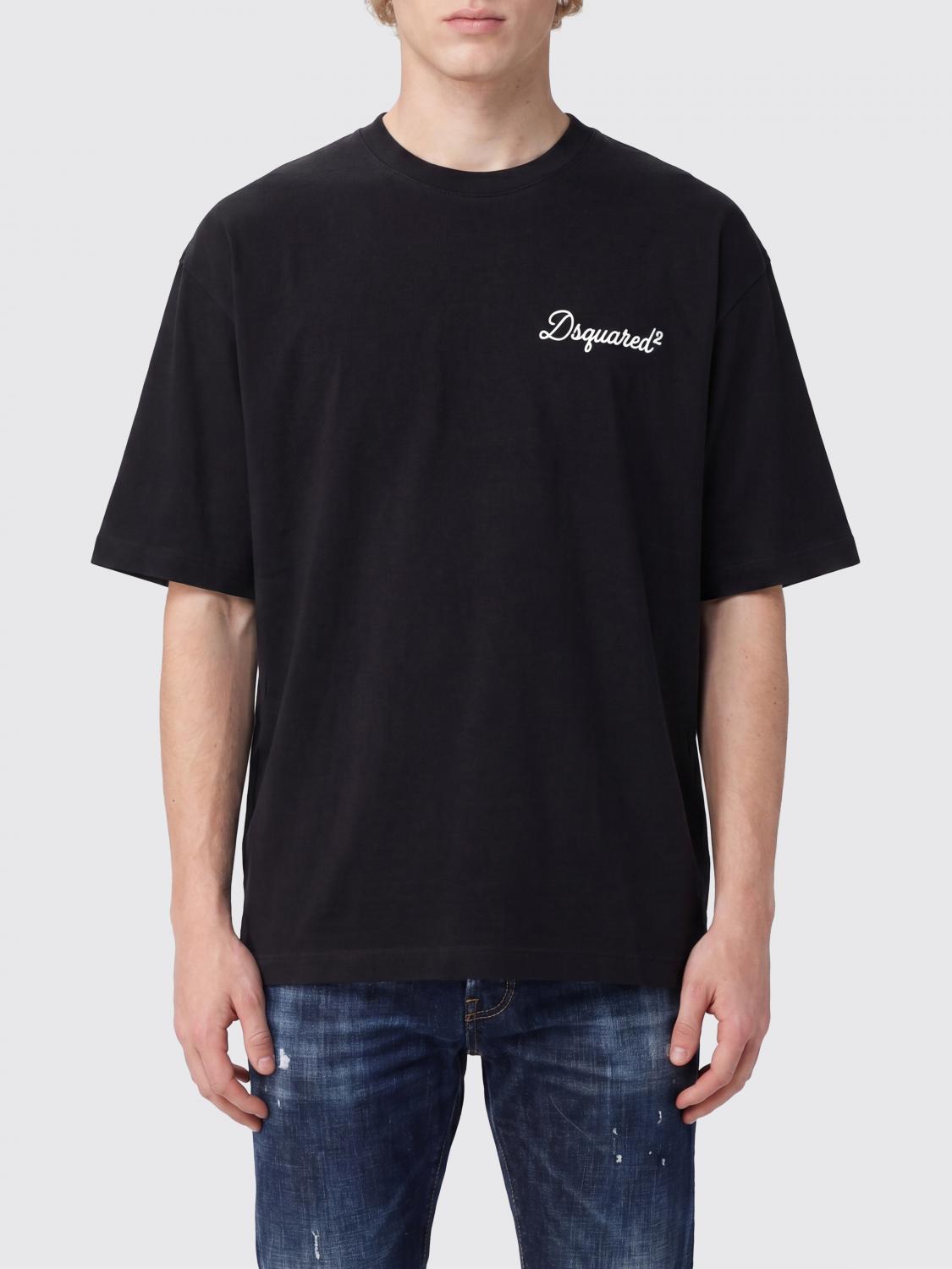DSQUARED2 Rundhals-T-Shirt aus Baumwolle mit kontrastierendem Front-Logo-Print