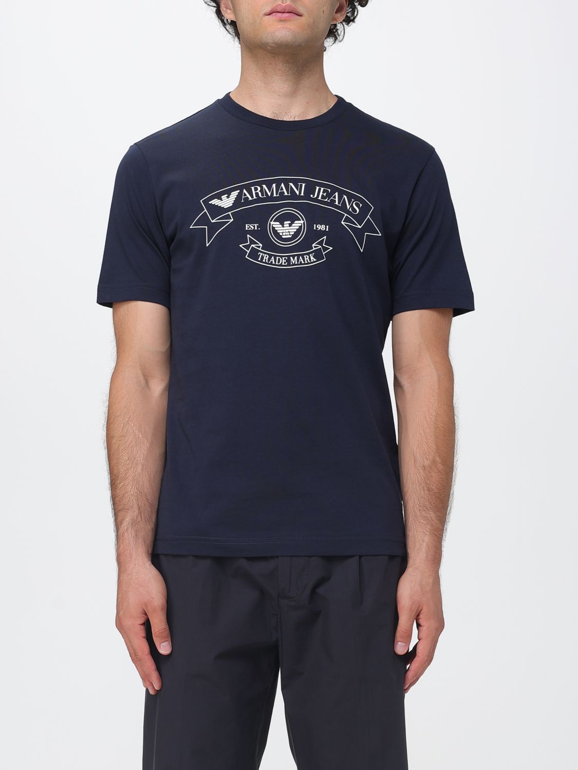 EMPORIO ARMANI T-shirt slim fit in cotone con logo a contrasto