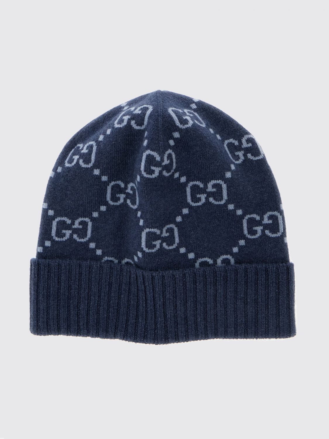 Gucci Jacquard GG-Monogram Cashmere Beanie with Ribbed Trim