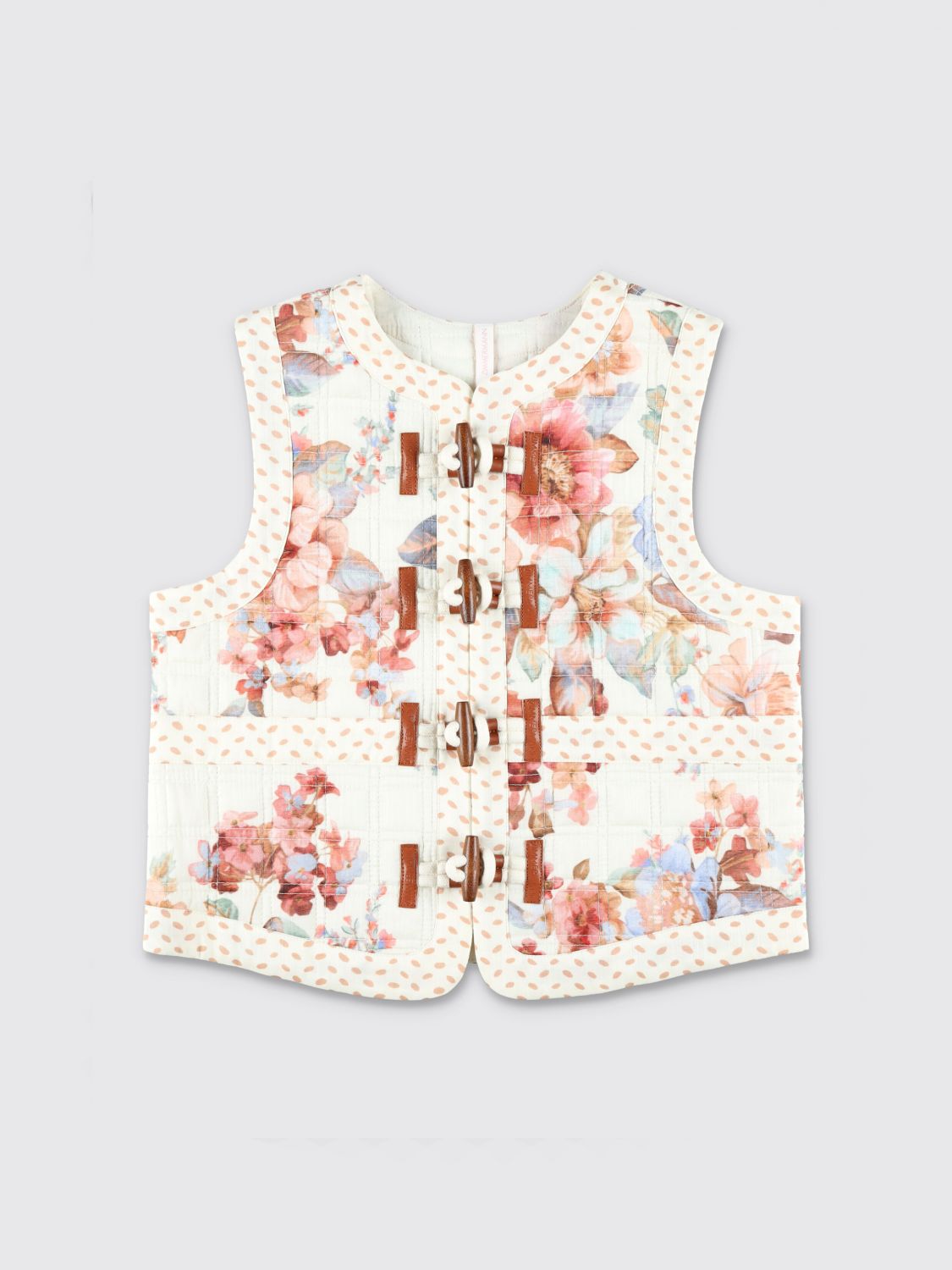 ZIMMERMANN Girl's Floral Print Cotton Waistcoat with Toggle Fastening