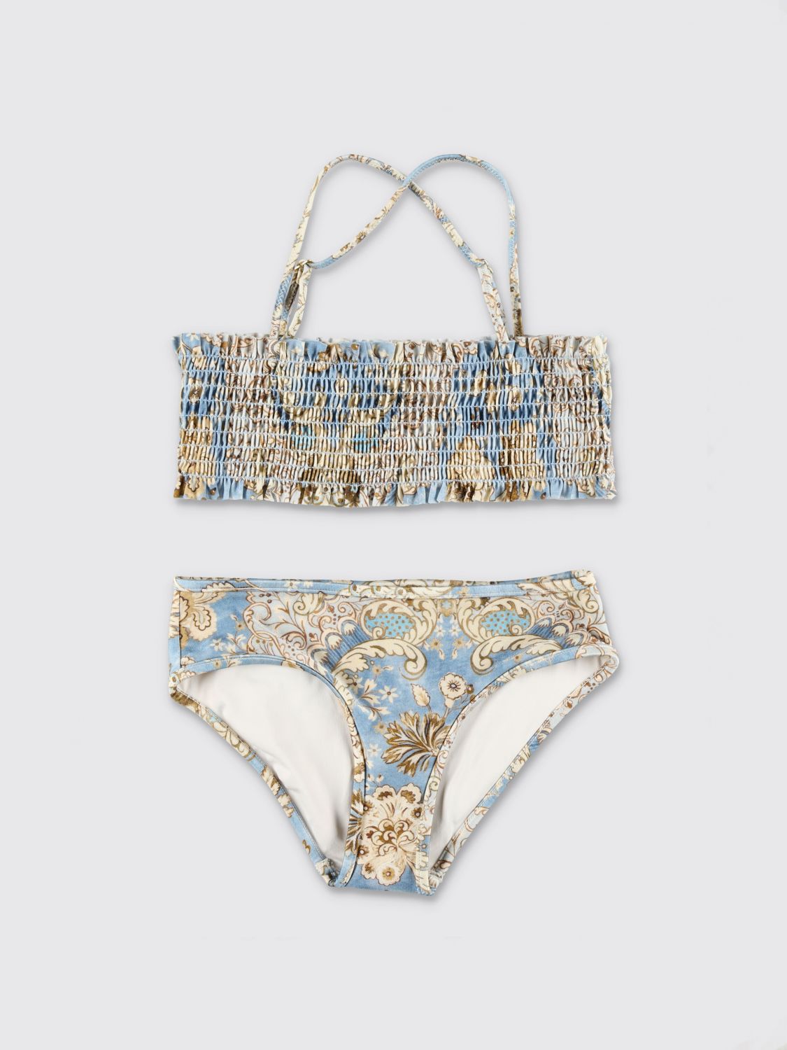 ZIMMERMANN Girl's Vintage Paisley Print Bikini with Criss-Cross Straps